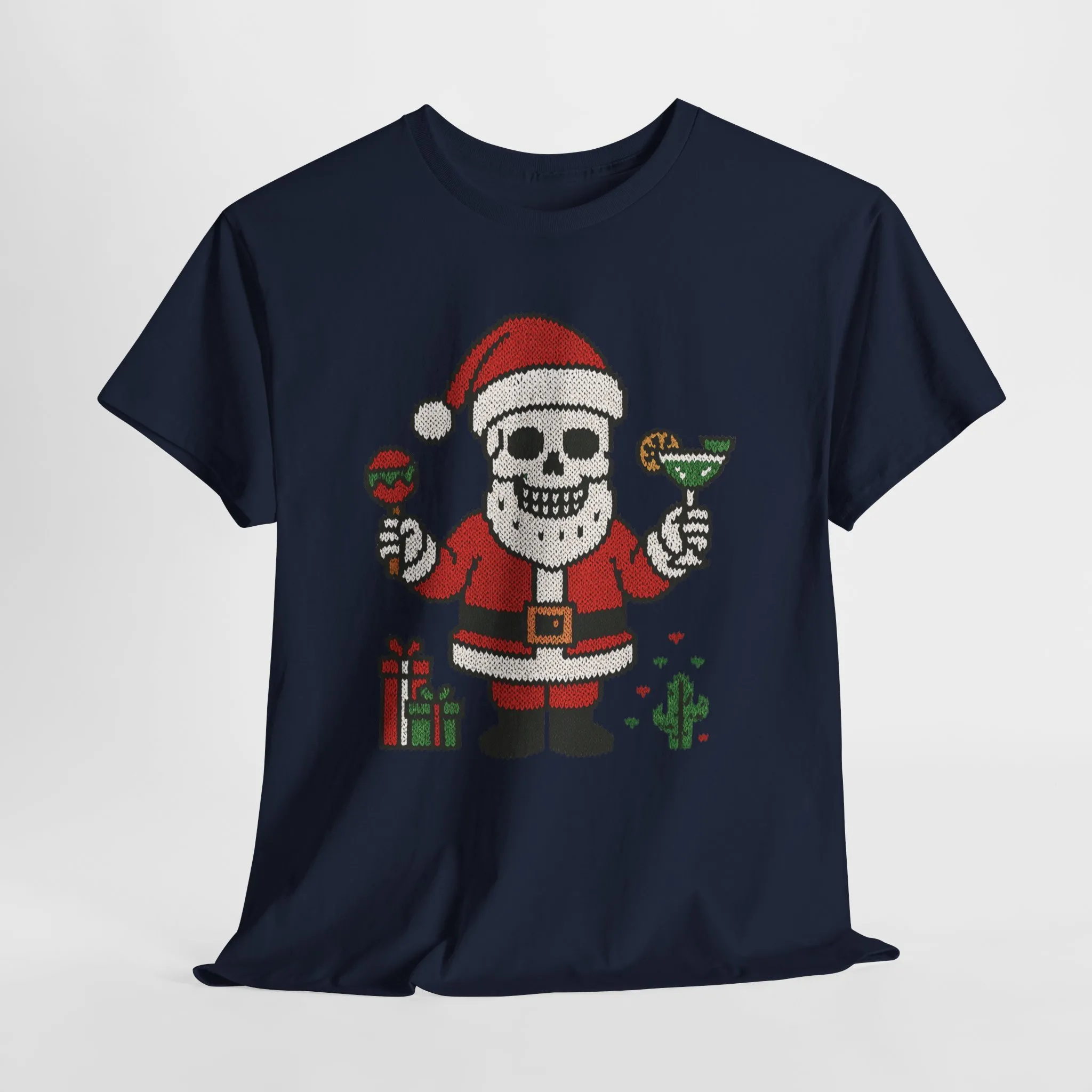 Funny Santa Skull Christmas Men's Shirt, Holiday Margarita Tee for Men - Image 25
