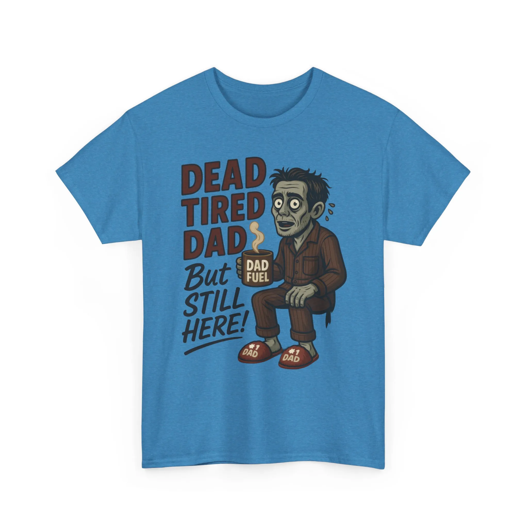 Dead Tired Dad Funny Zombie Coffee Men's T-Shirt, Father's Day Gift for Men, Dad Fuel Graphic Tee, Halloween Dad Tee - Image 2