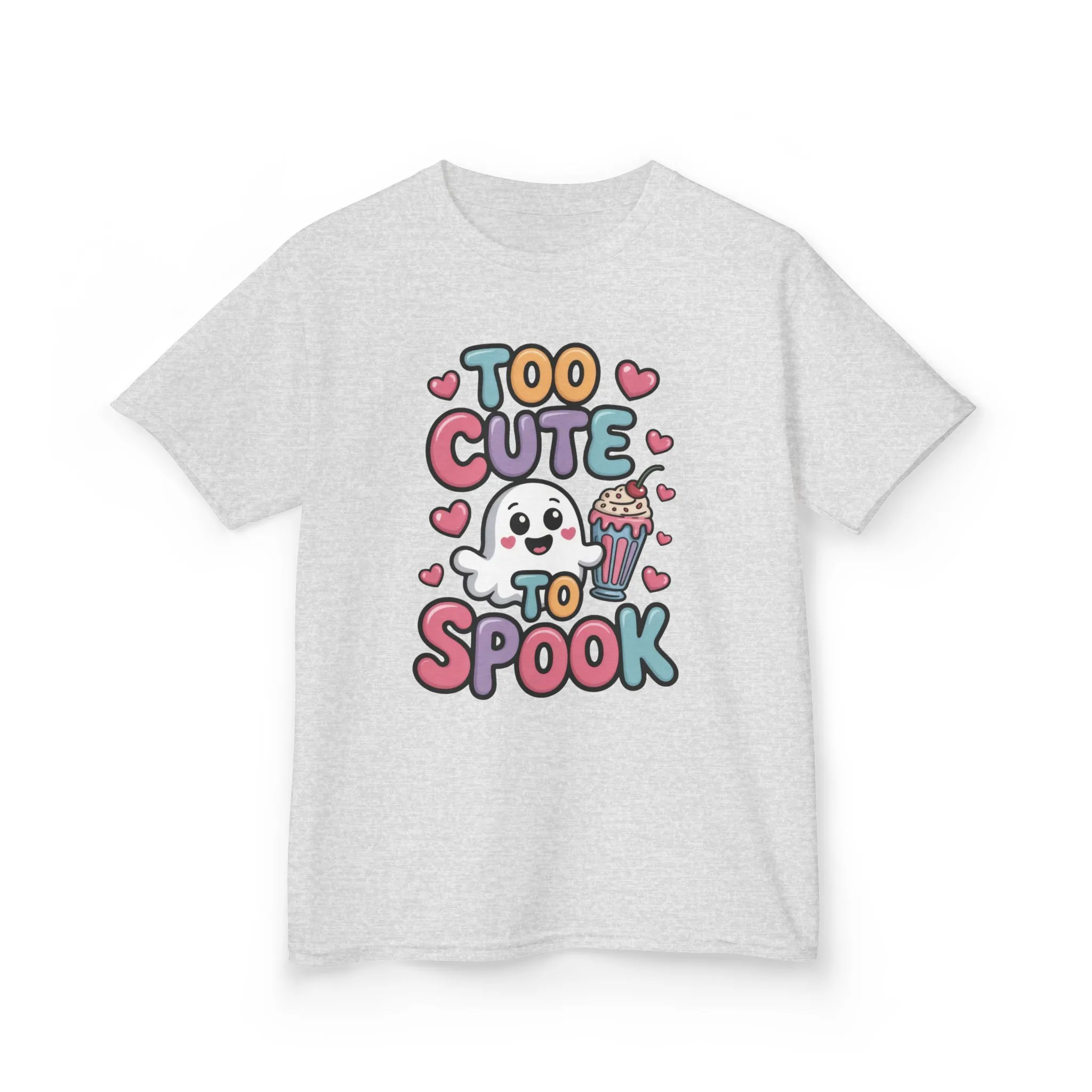 Kids Too Cute To Spook T-Shirt, Cute Ghost Milkshake Shirt, Kawaii Halloween Tee for Boys & Girls - Image 3