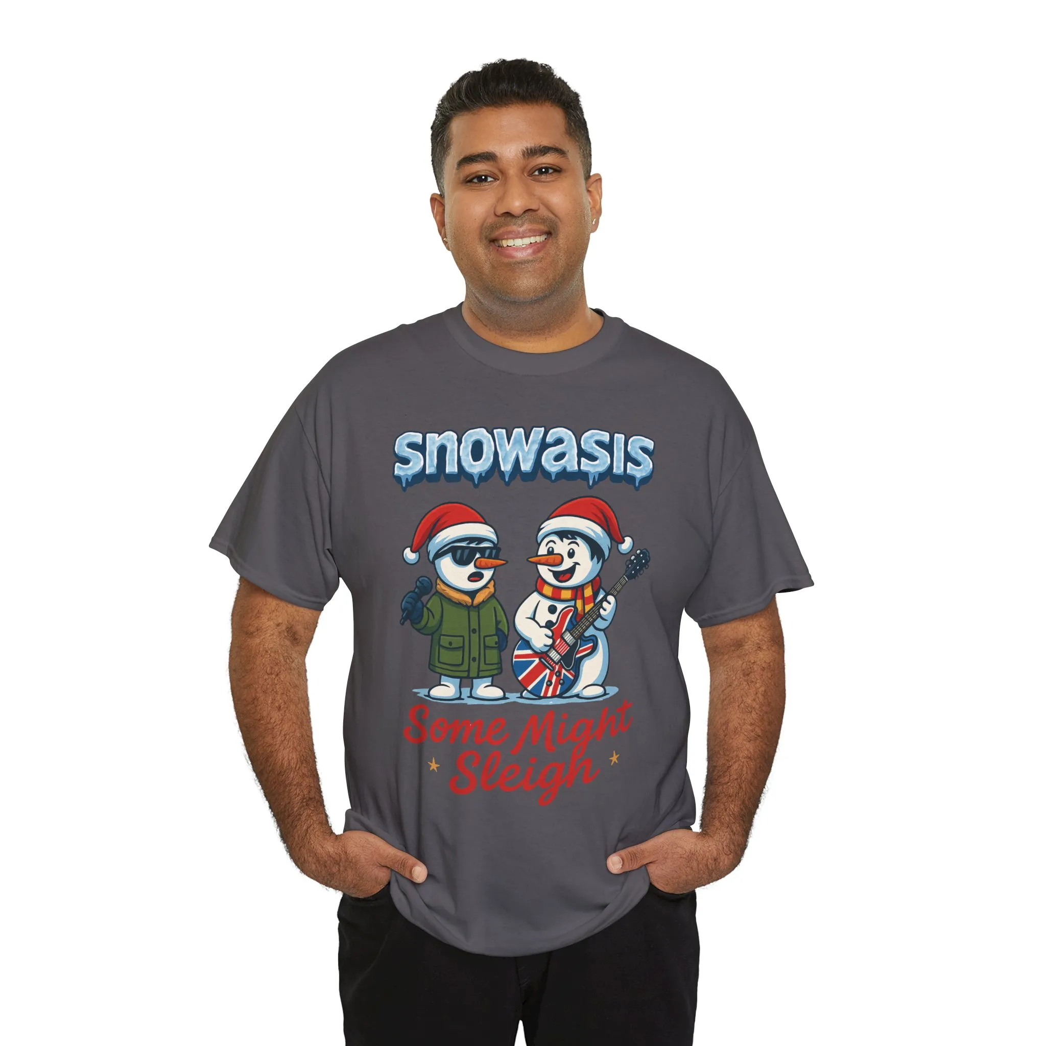 Funny Snowman Band Men's Christmas T-Shirt, Snowasis Some Might Sleigh Tee - Image 21