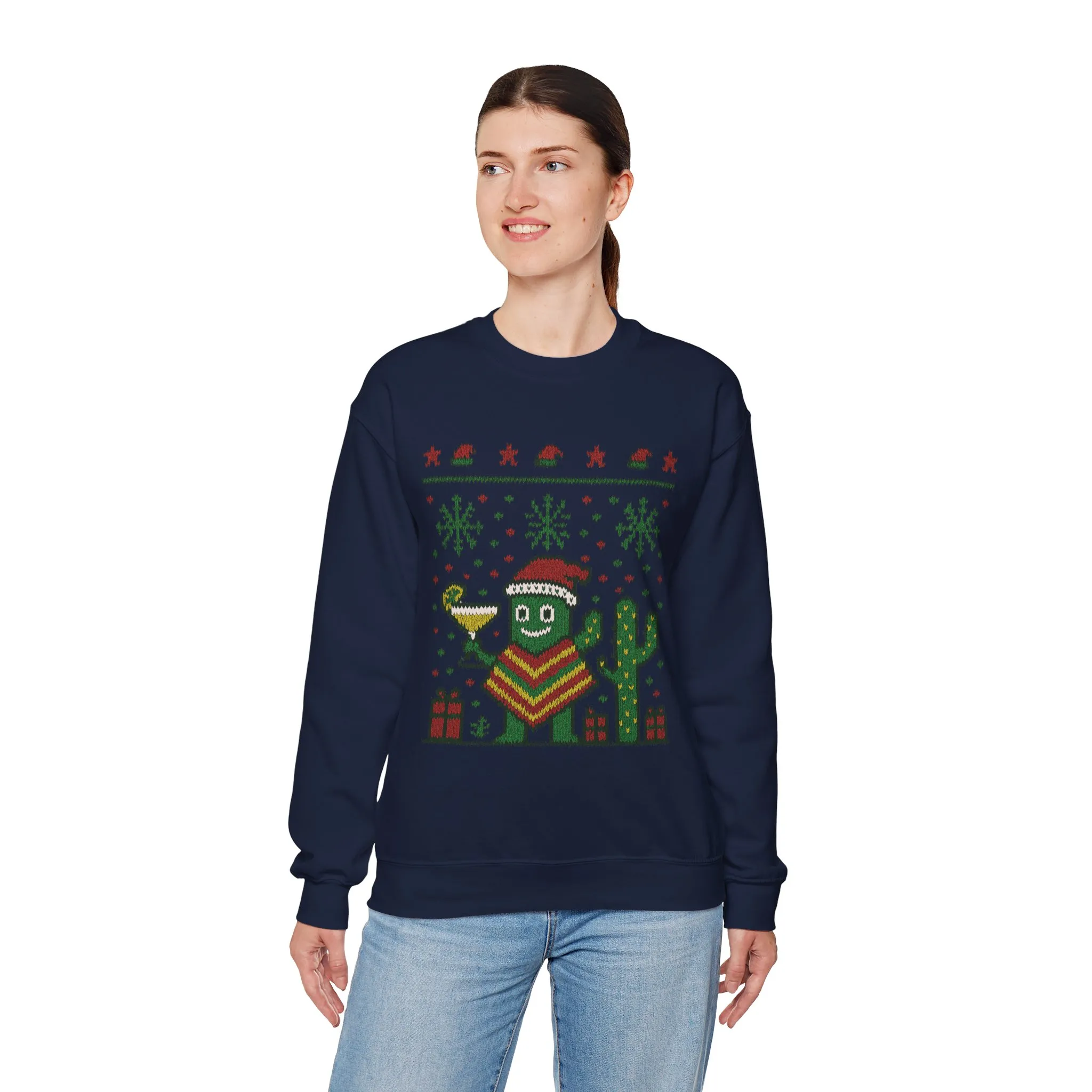 Festive Cactus Christmas Women's Sweatshirt, Funny Santa Hat Holiday Pullover, Women's Heavy Blend™ Crewneck Sweatshirt - Image 21