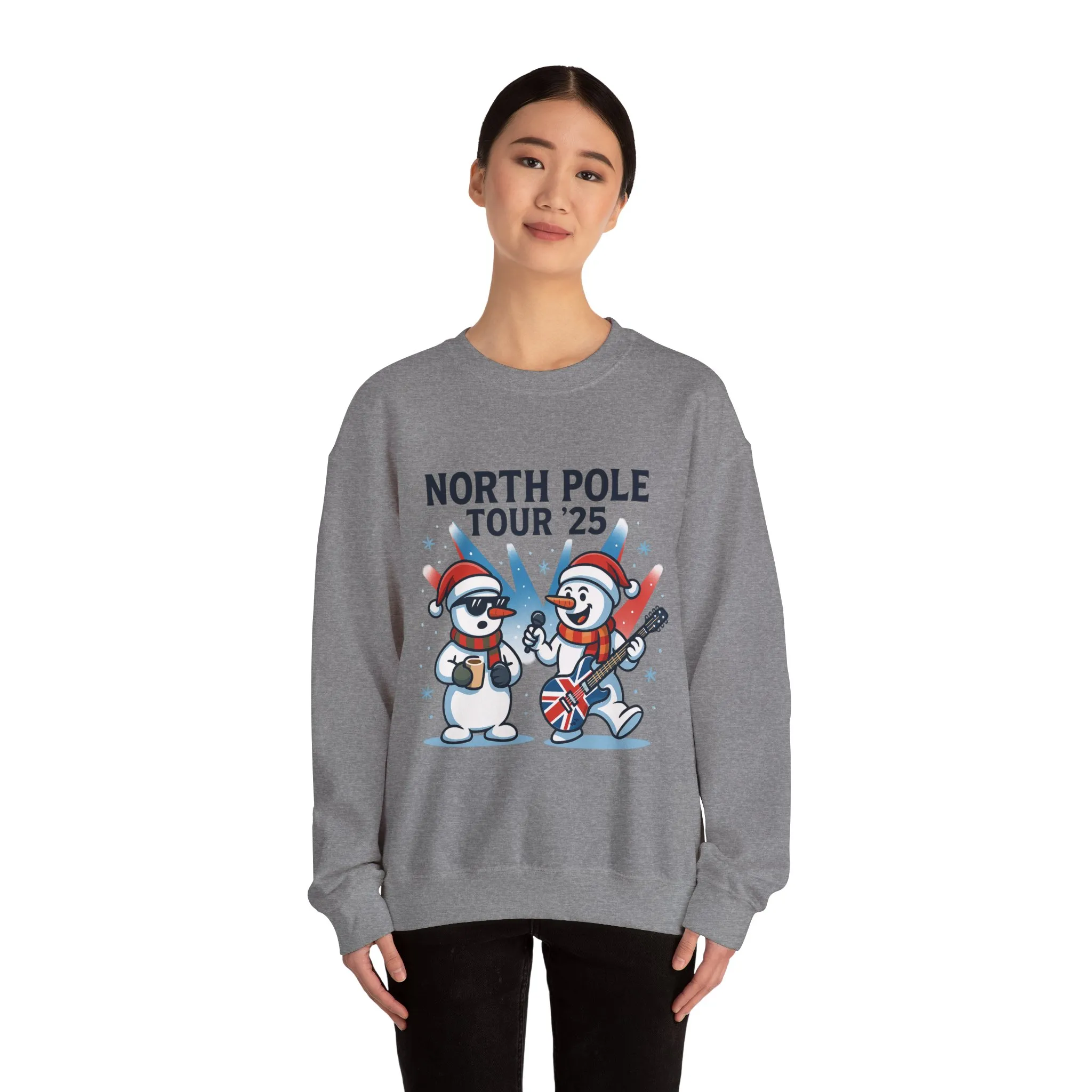 North Pole Tour 25 Women's Christmas Sweatshirt, Funny Rock Holiday Jumper - Image 5
