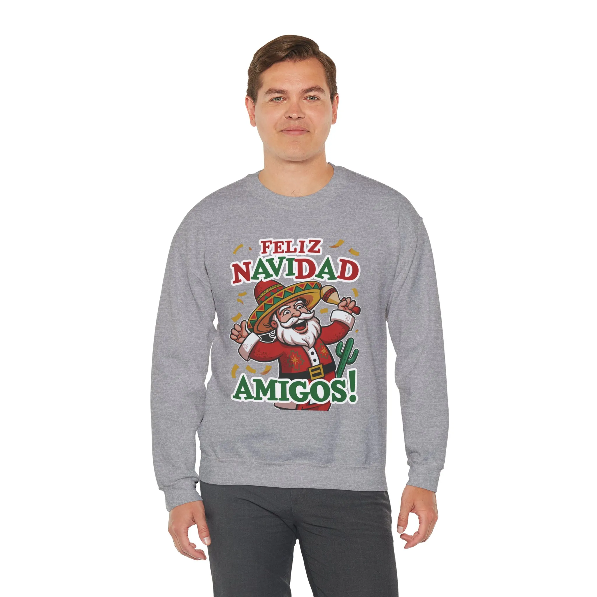 Feliz Navidad Amigos Sweatshirt, Funny Mexican Santa Christmas Jumper, Latin Holiday Fiesta Pullover - Image 12