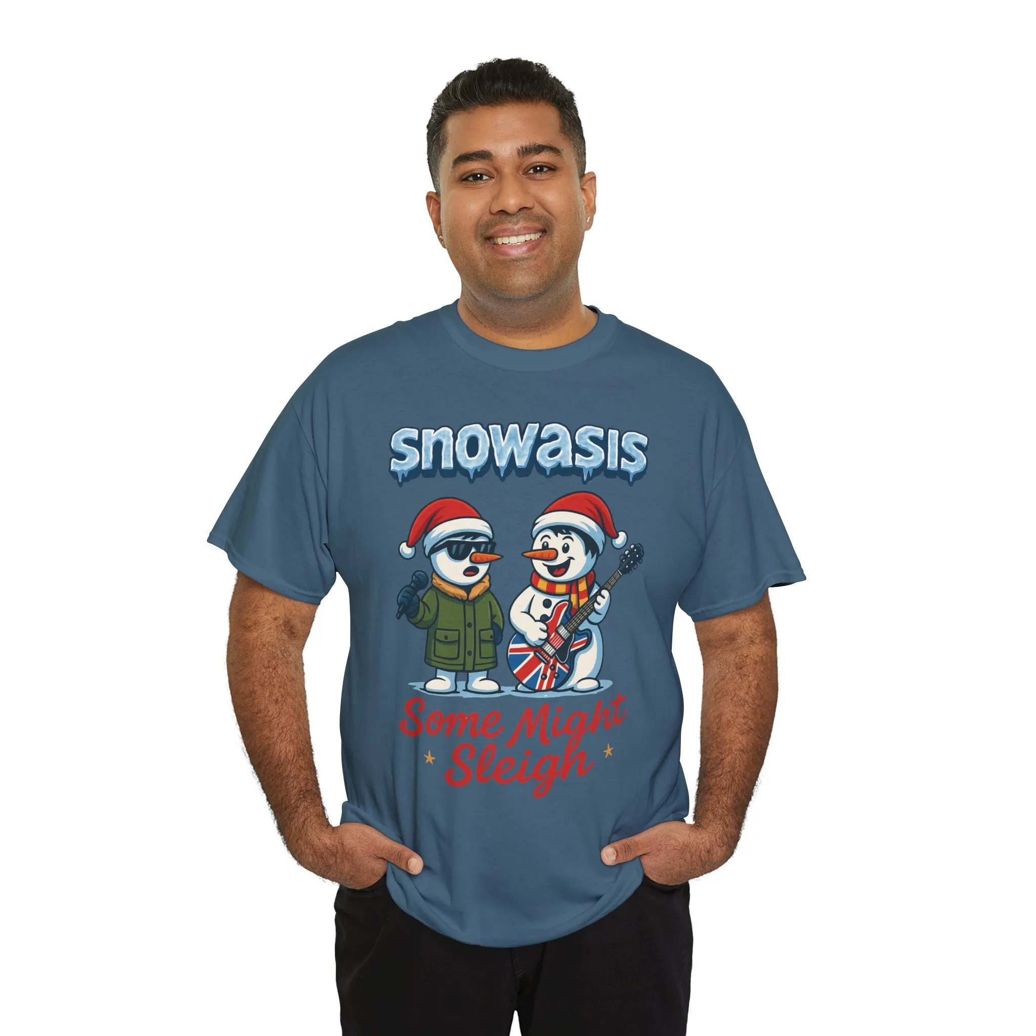 Funny Snowman Band Men's Christmas T-Shirt, Snowasis Some Might Sleigh Tee - Image 18