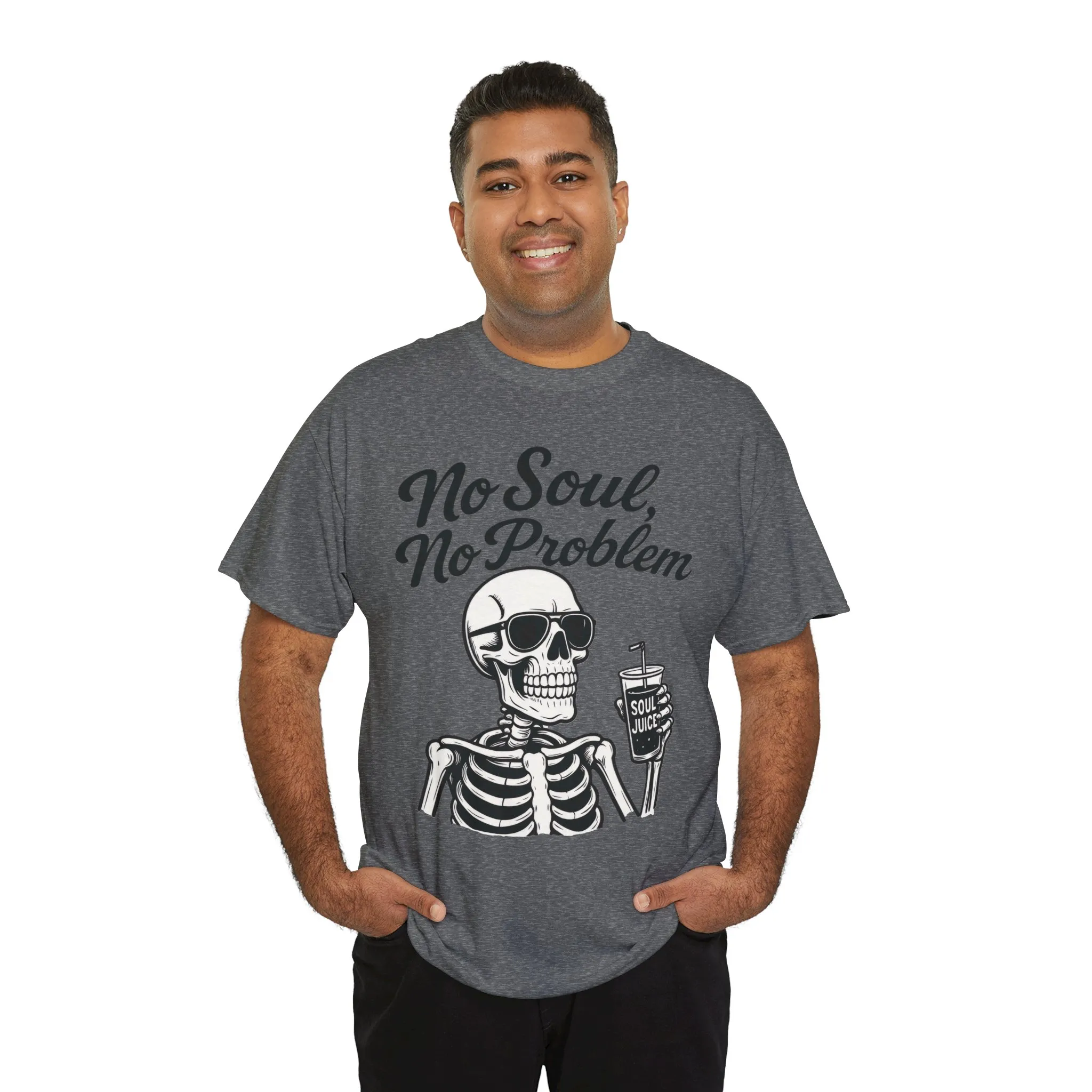 No Soul No Problem Skeleton T-Shirt for Men, Funny Gothic Skull Tee, Cool Spooky Halloween Shirt, Dark Humor Skeleton Graphic Top - Image 20
