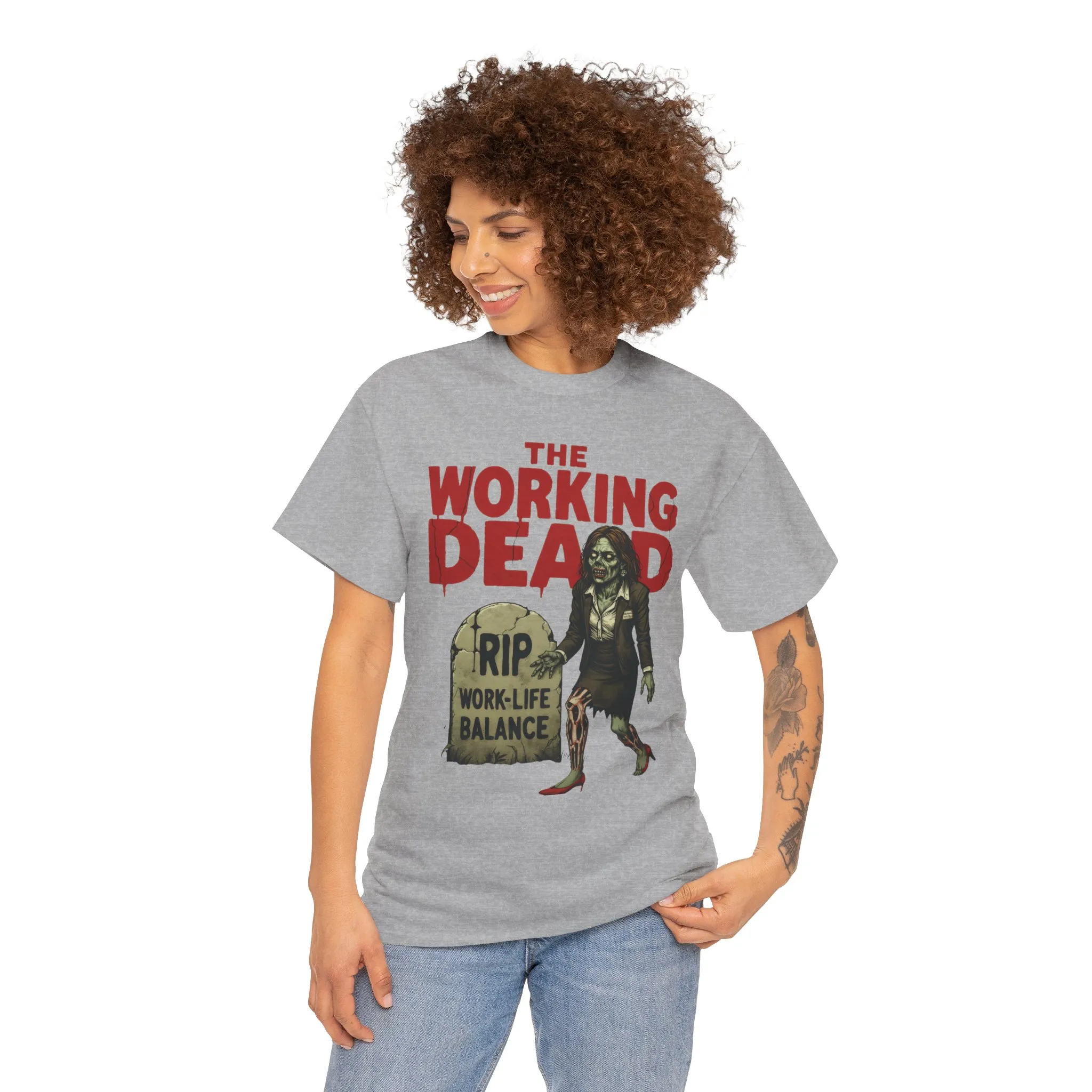 The Working Dead Women's Shirt, Funny Work Life Balance Zombie Tee, RIP Work Shirt, Halloween Office Humor, Overworked Shirt - Image 8