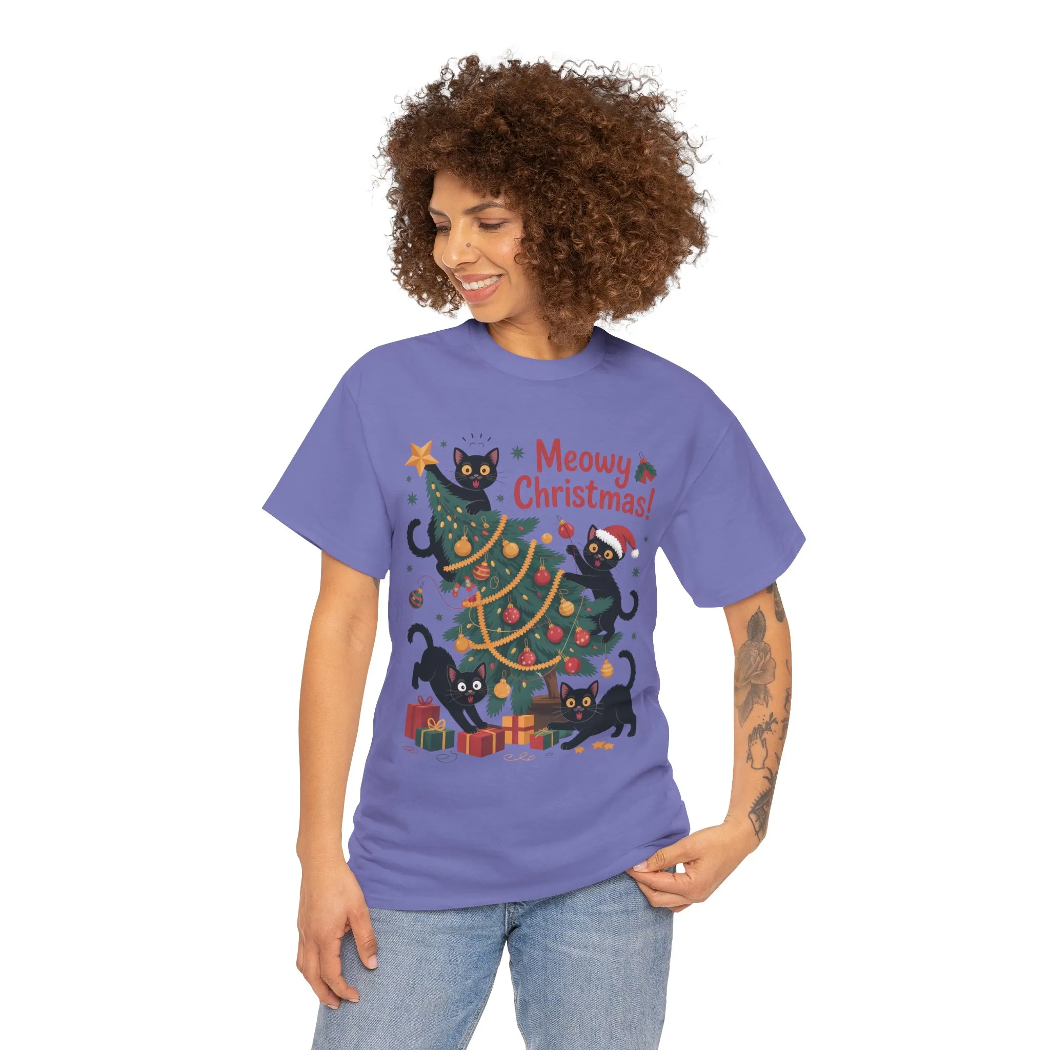 Funny Black Cats Christmas Tree T-Shirt, Cute Cat Lover Holiday Tee, Christmas Cat Chaos Shirt for Women - Image 20