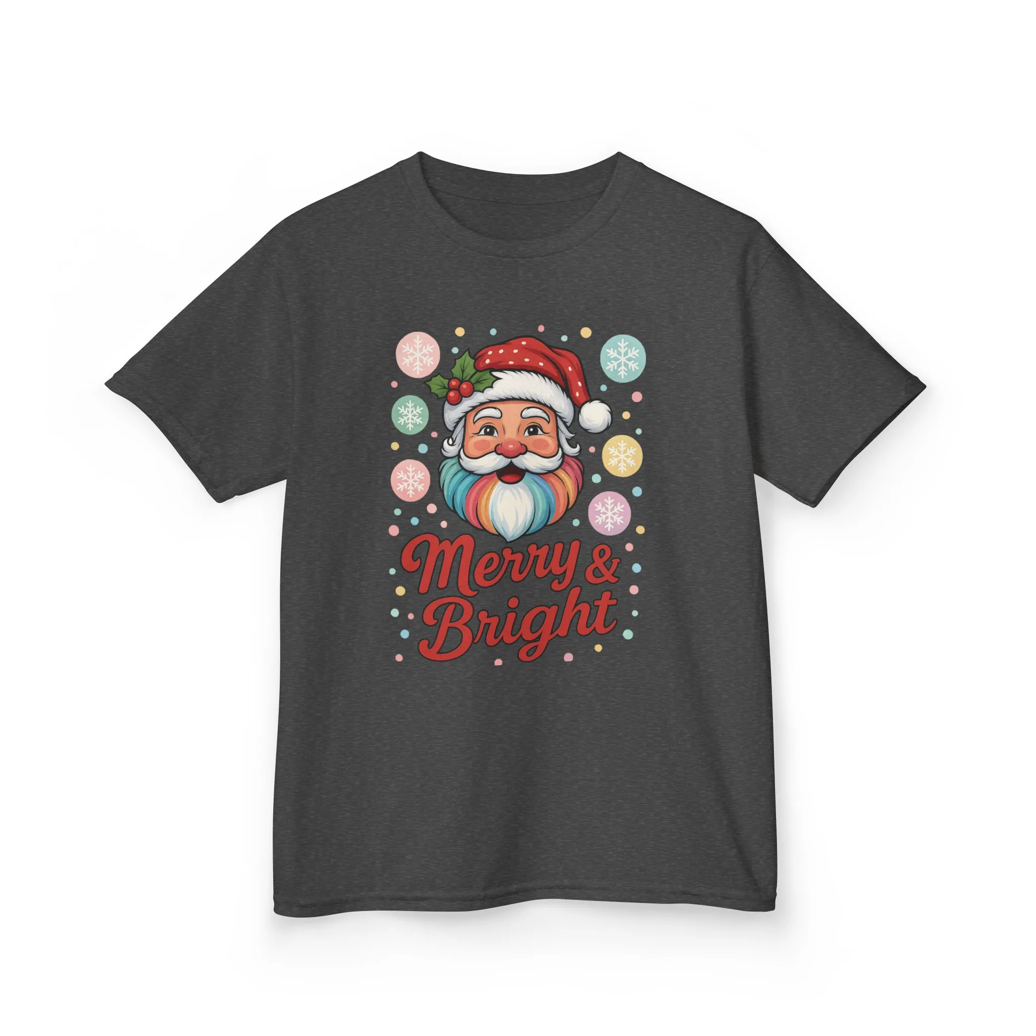 Kids Merry - Bright Santa Christmas T-Shirt, Cute Pastel Holiday Tee, Colorful Santa Shirt for Girls - Image 7