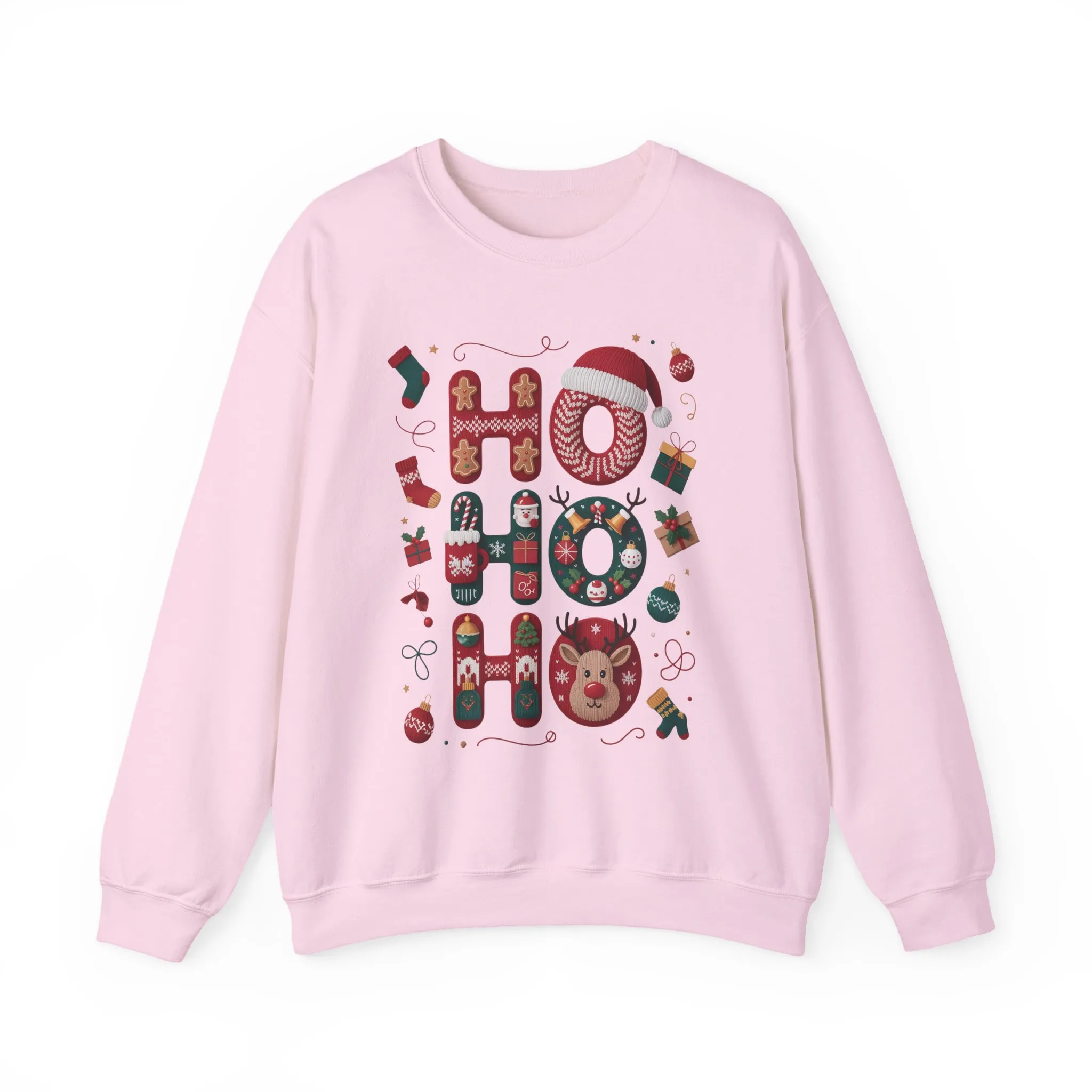 Ho Ho Ho Christmas Sweatshirt, Cute Women's Holiday Hoodie - T-Shirt, Festive Gingerbread - Reindeer Design, Cozy Winter Christmas Jumper - Image 2
