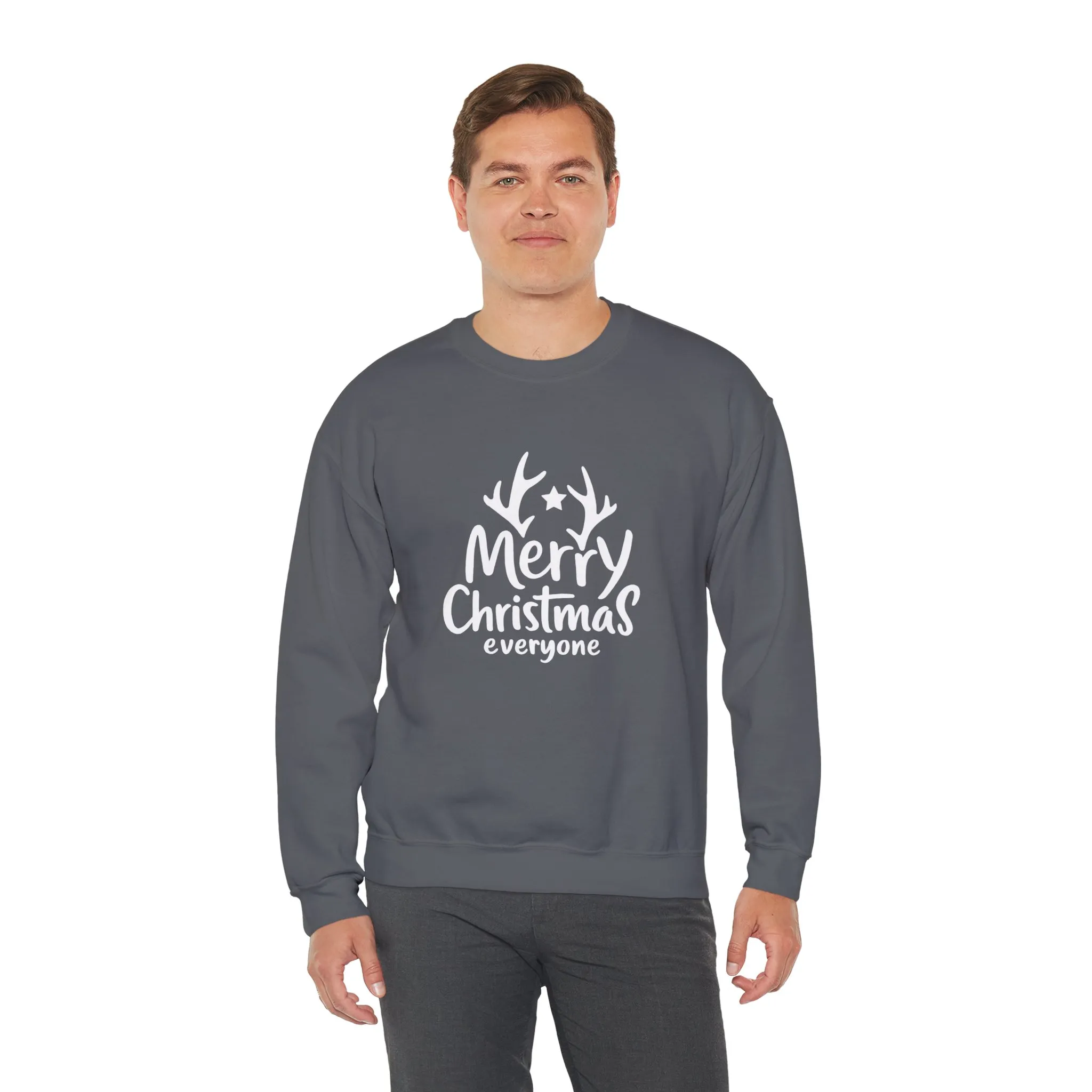 Merry Christmas Everyone Men's Sweatshirt, Classic Holiday Pullover, Minimal Winter Style Crewneck Sweatshirt - Image 12