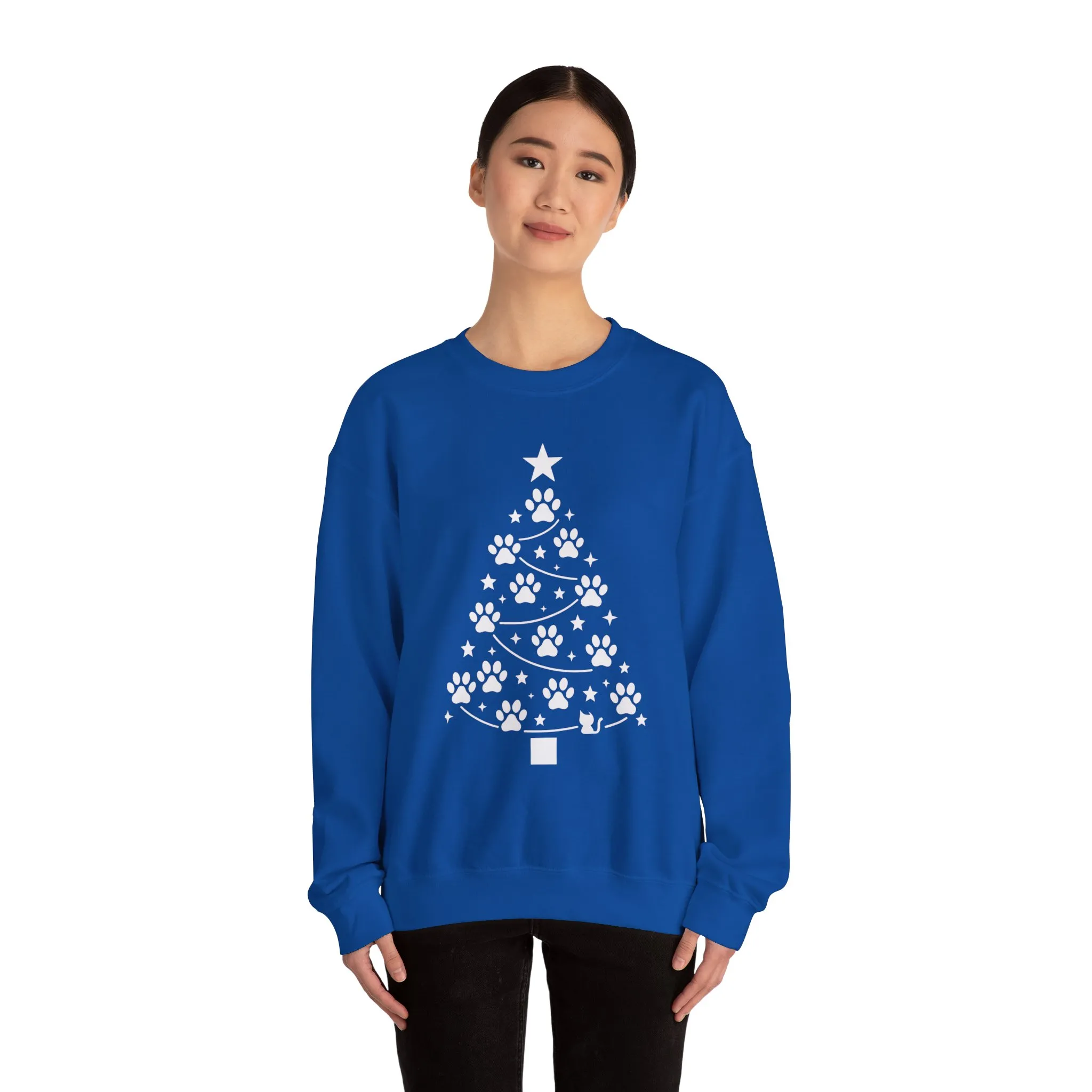 Paw Christmas Tree Women's Sweatshirt, Pet Lover Holiday Sweater - Image 11
