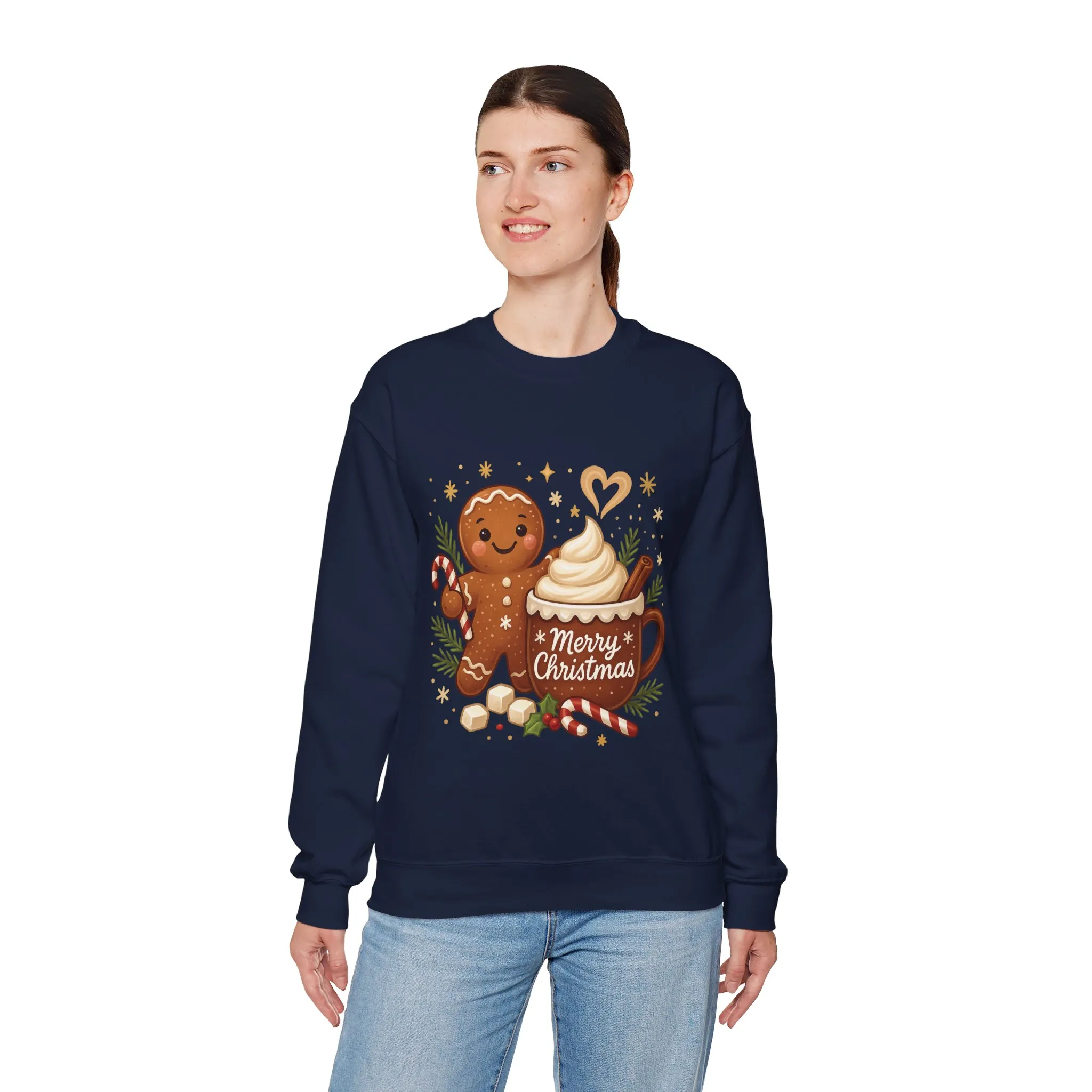 Women's Gingerbread - Hot Cocoa Christmas Sweatshirt, Cozy Holiday Pullover, Women's Heavy Blend™ Crewneck Sweatshirt - Image 18
