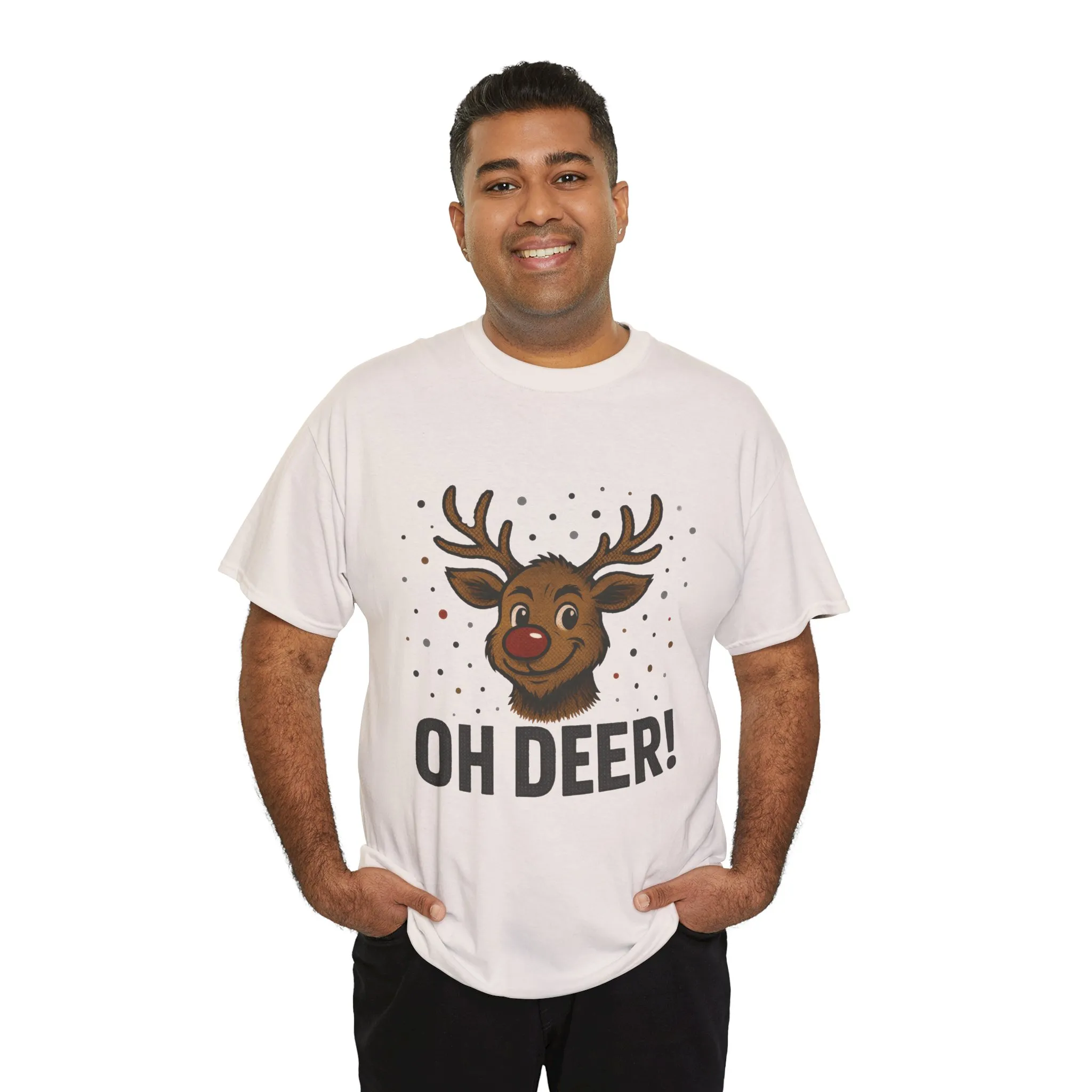 Men's Oh Deer Funny Christmas T-Shirt, Reindeer Holiday Graphic Tee - Image 6