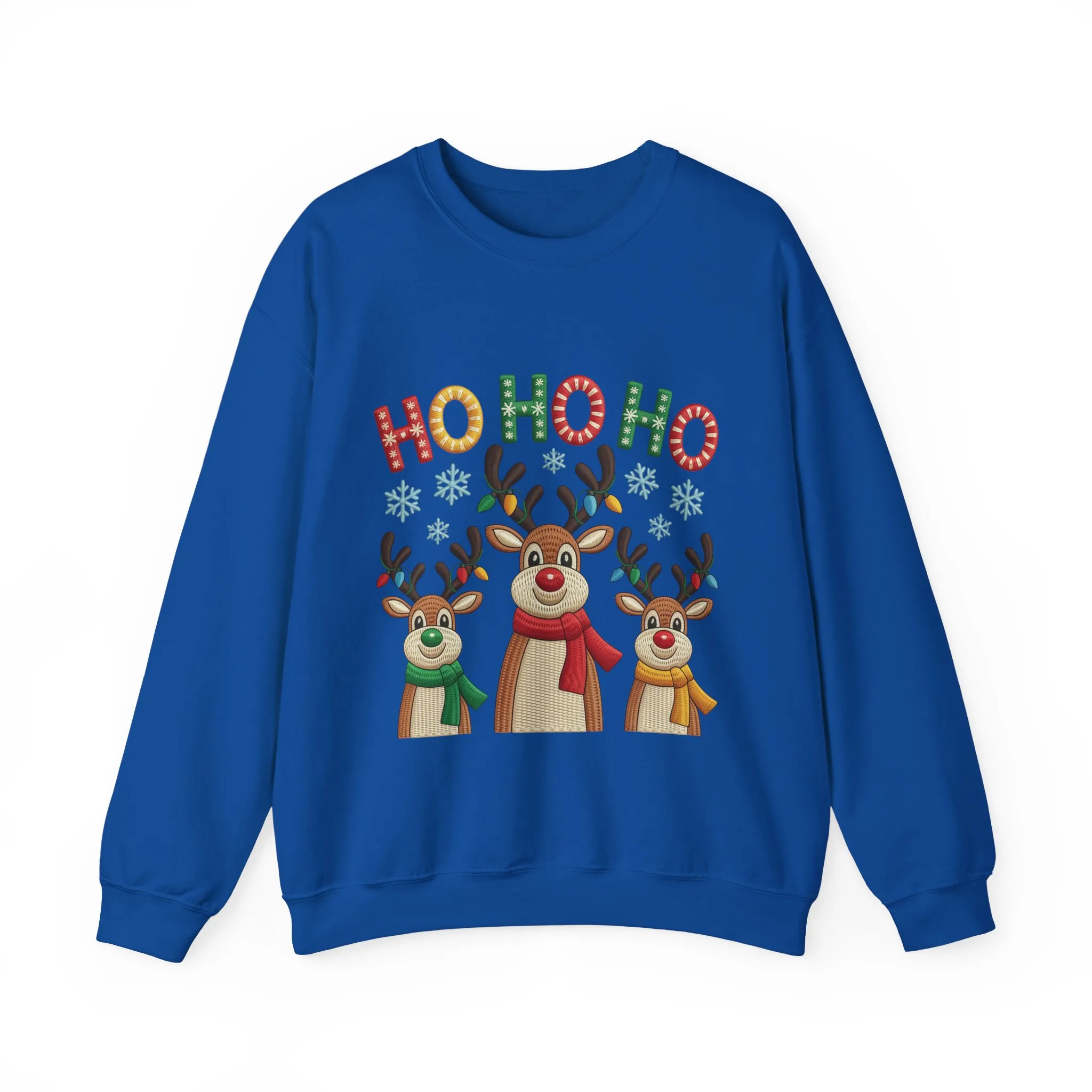 Ho Ho Ho Reindeer Christmas Sweatshirt, Cute Holiday Pullover for Women - Image 10