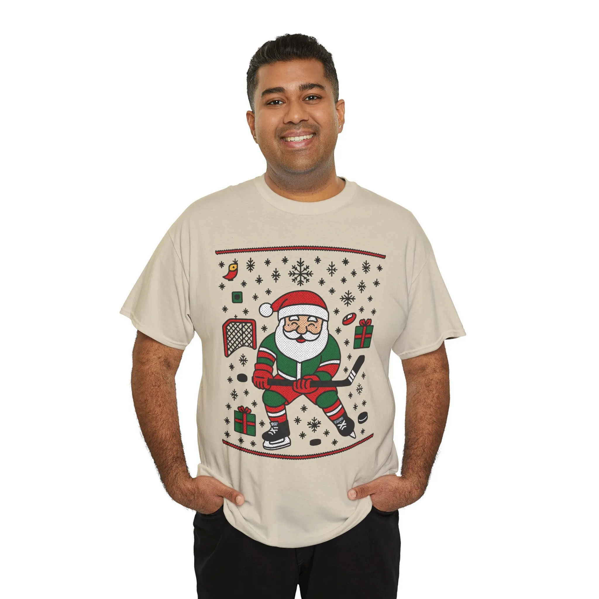 Hockey Santa Men's Christmas T-Shirt, Funny Sports Holiday Tee - Image 6