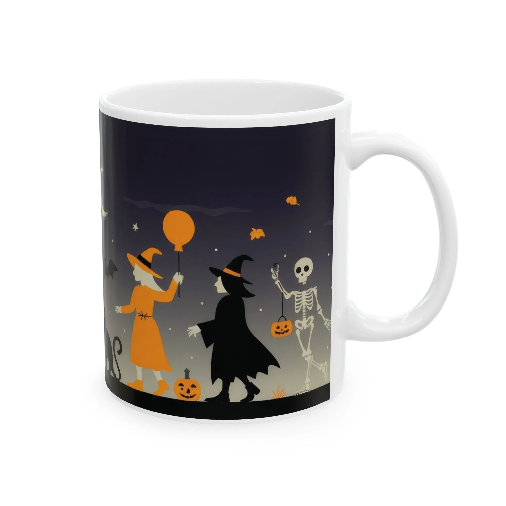 Halloween Night Parade Mug, Witches, Ghosts, Skeletons, Spooky Night Coffee Cup, Gothic Fall Gift for Her - HimCeramic Mug, (11oz, 15oz) - Image 5