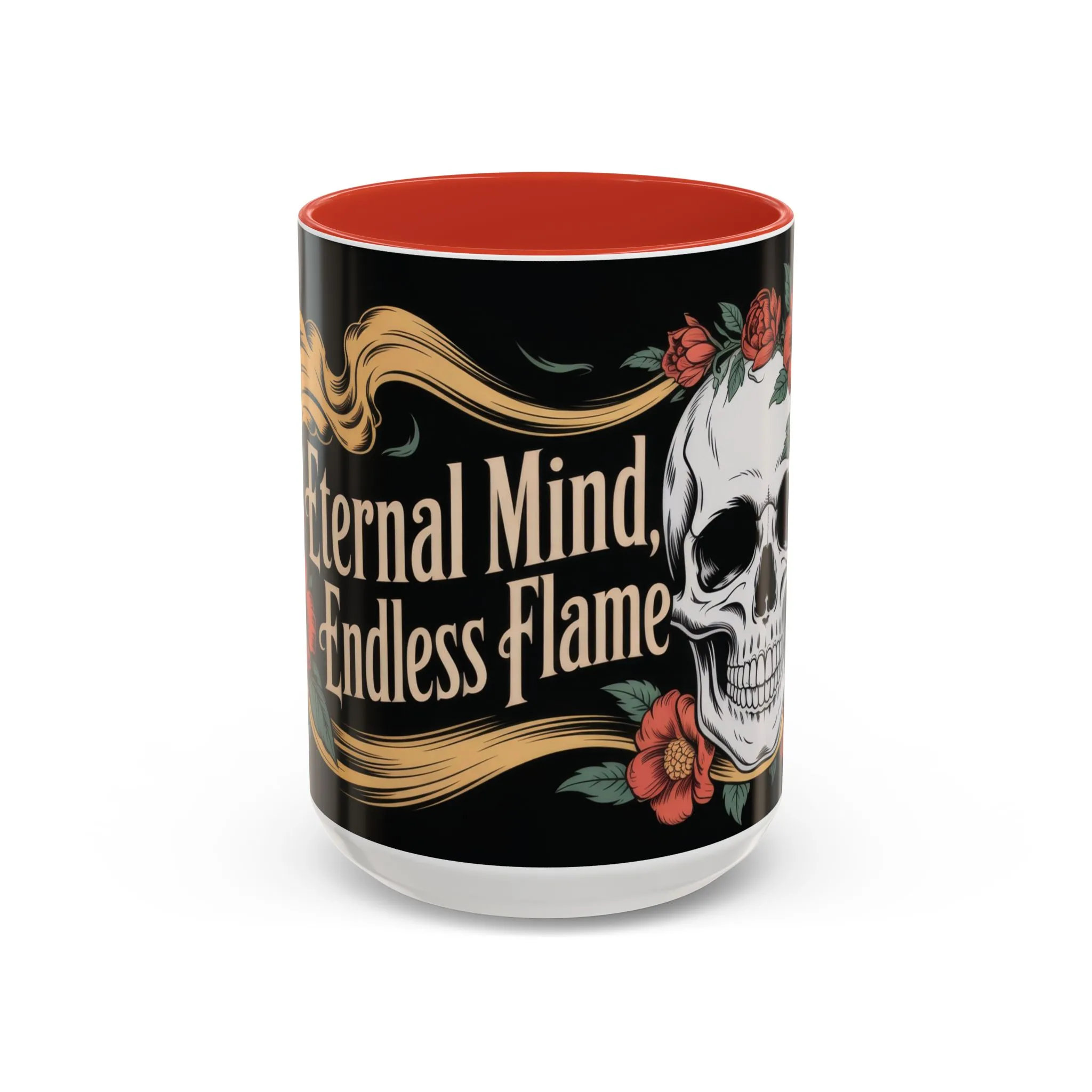 Eternal Mind Endless Flame Mug, Gothic Skull - Floral Coffee Cup, Dark Romantic Gift for Halloween or Everyday Use, Coffee Mug (11, 15oz) - Image 16