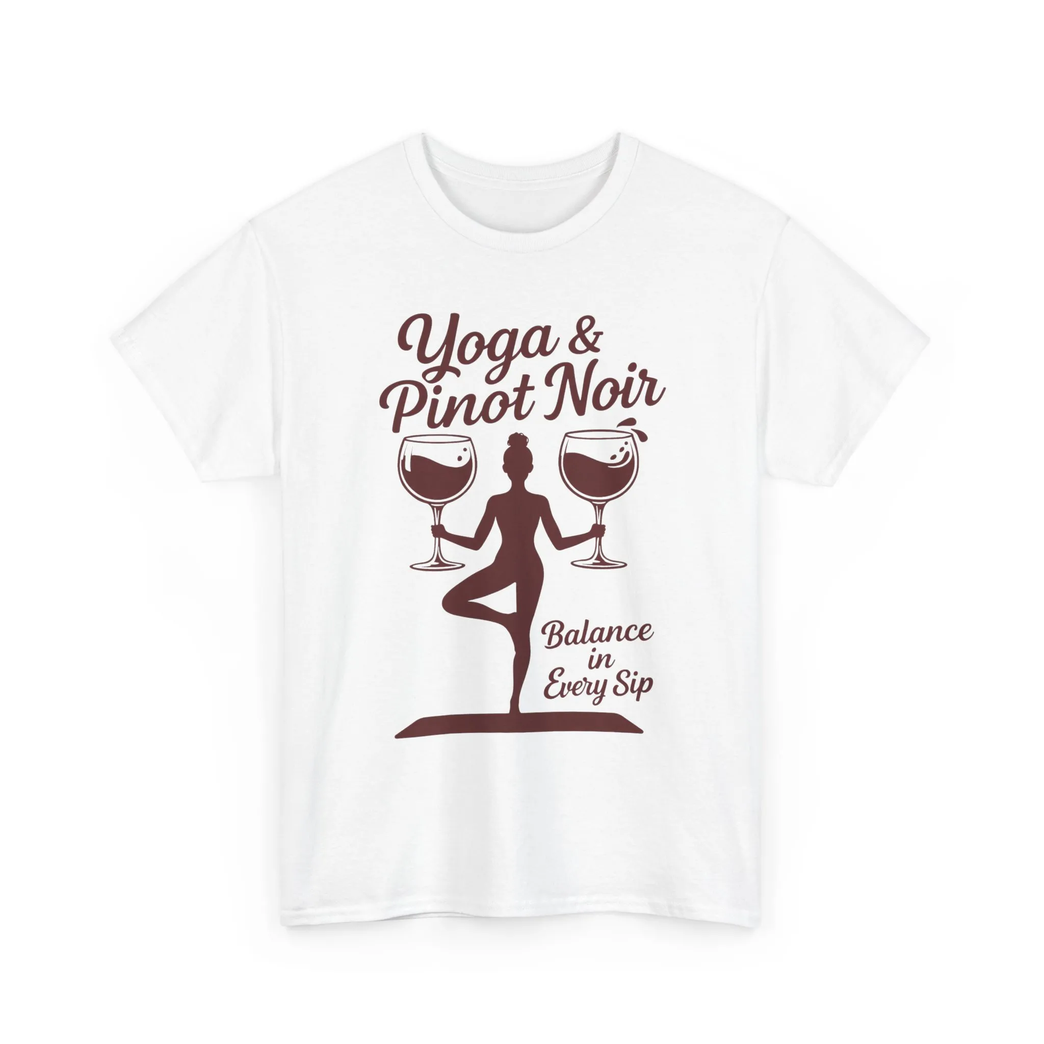 Yoga and Wine Shirt Women, Funny Pinot Noir Tee, Balance in Every Sip Tee, Yoga Lover Gift - Image 4