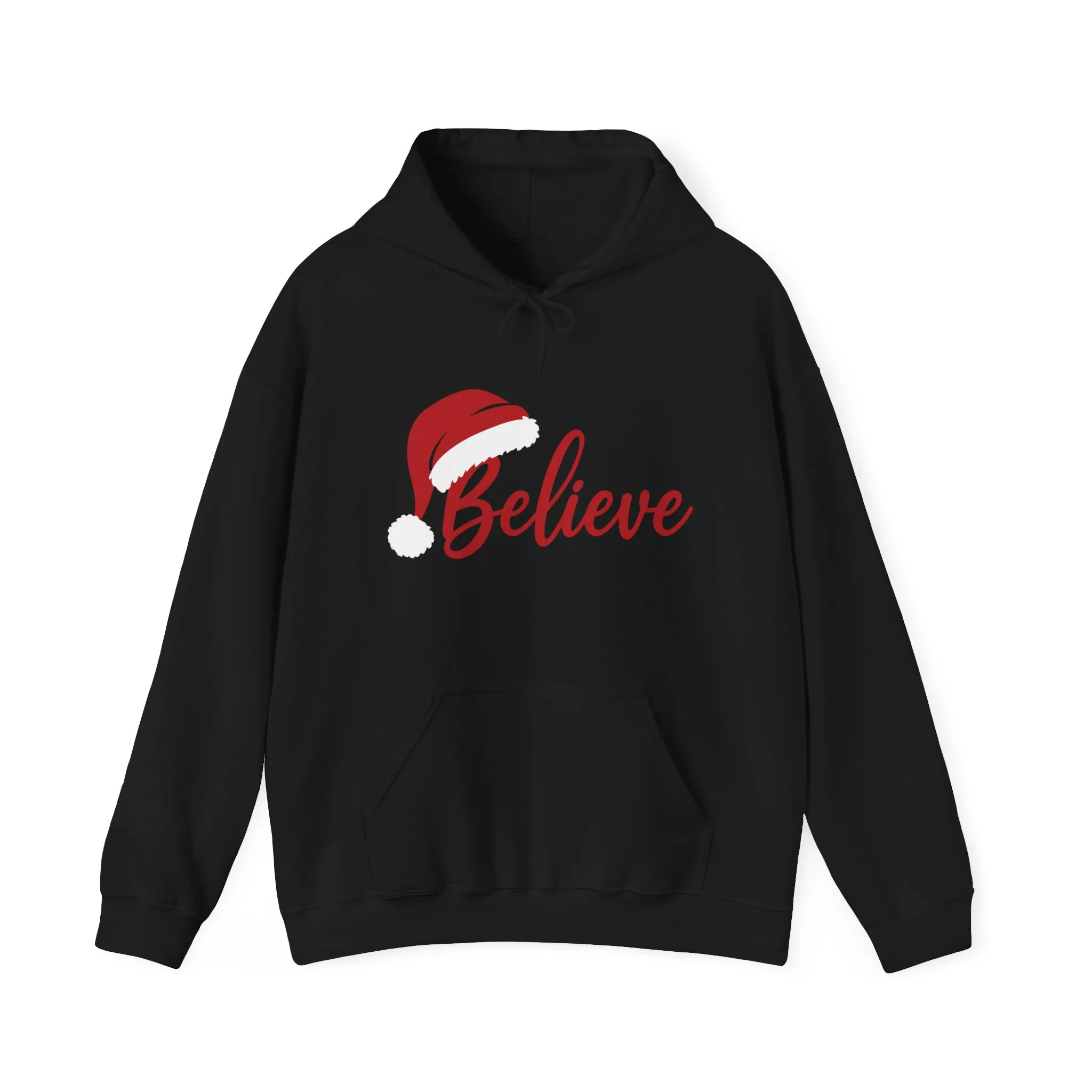 Believe Christmas Women's Hoodie, Minimal Santa Hat Holiday Sweatshirt for Women - Image 5