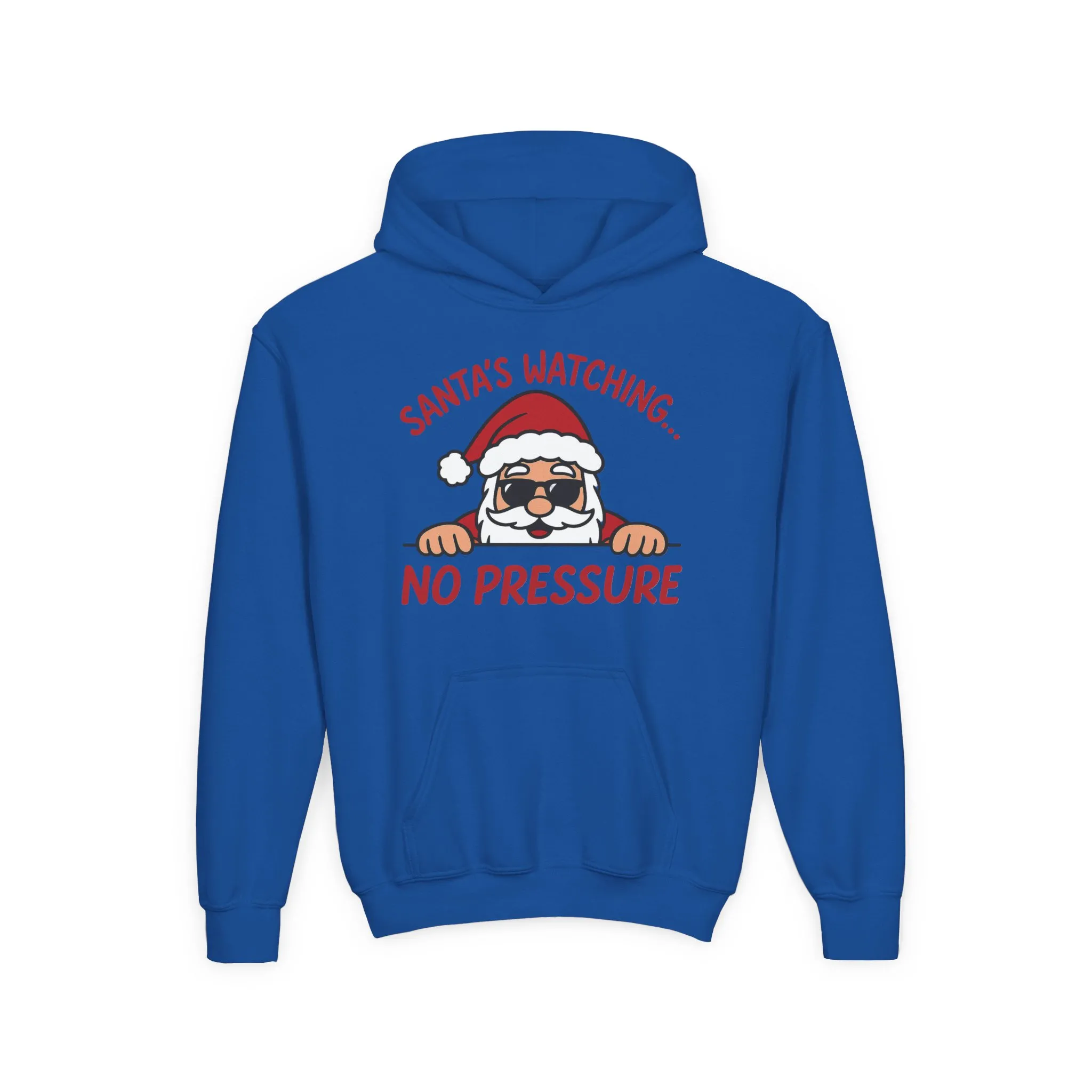 Santa's Watching No Pressure Kids Christmas Hoodie, Funny Holiday Sweatshirt for Youth - Image 16