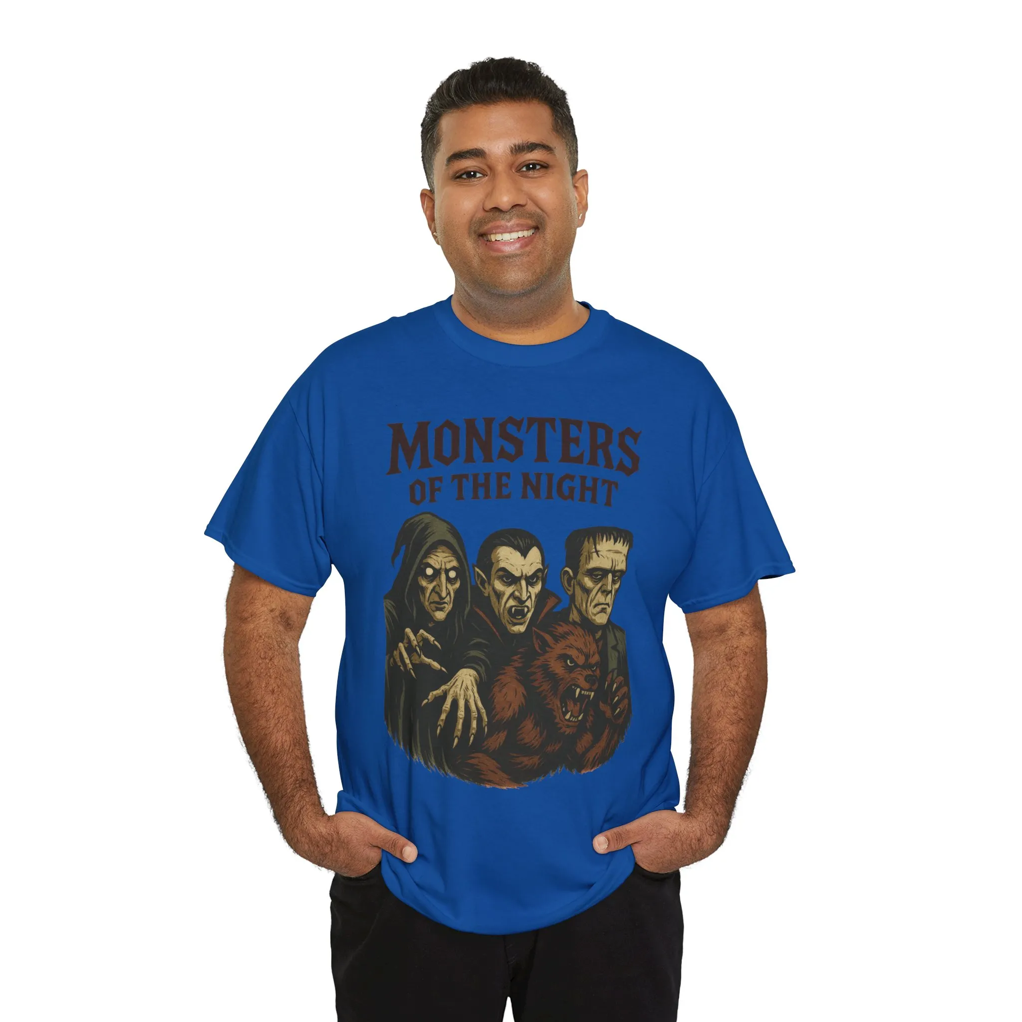Monsters of the Night Men's T-Shirt, Classic Horror Movie Monsters Graphic Tee, Halloween Shirt - Image 24
