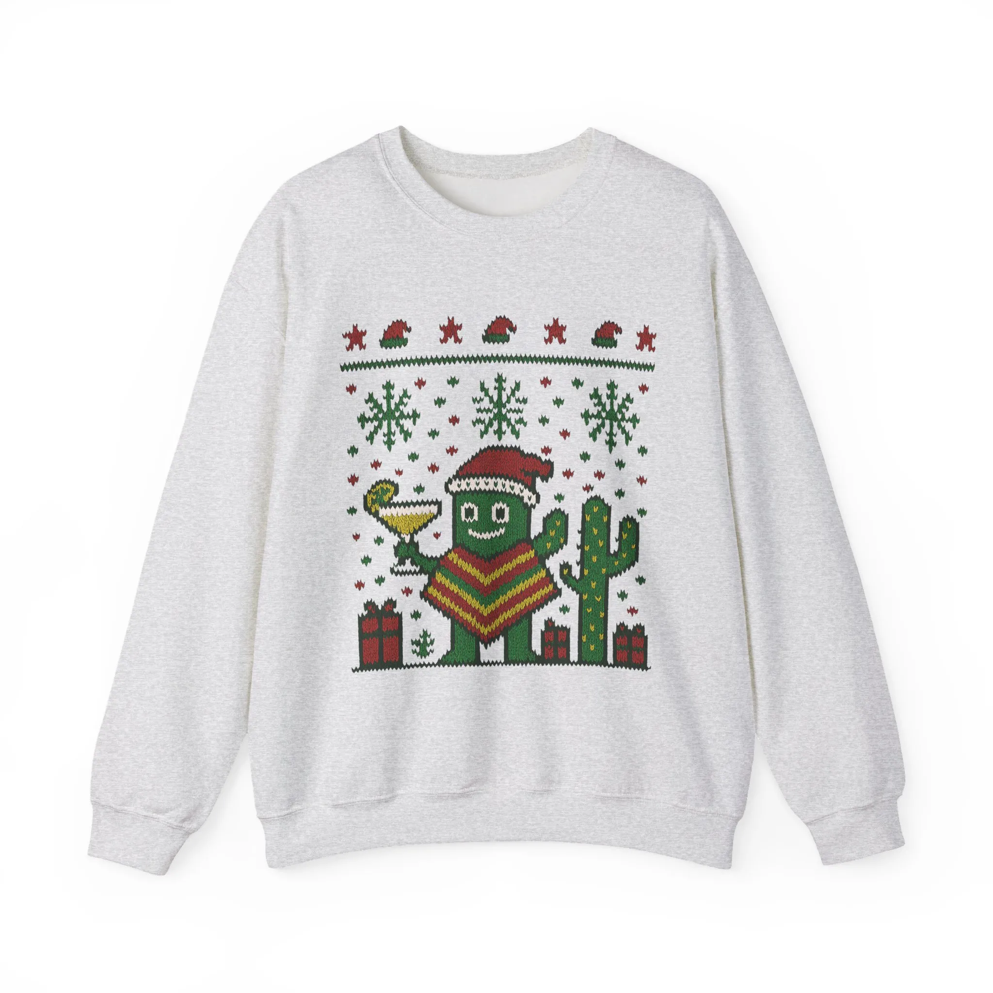 Festive Cactus Christmas Women's Sweatshirt, Funny Santa Hat Holiday Pullover, Women's Heavy Blend™ Crewneck Sweatshirt - Image 2