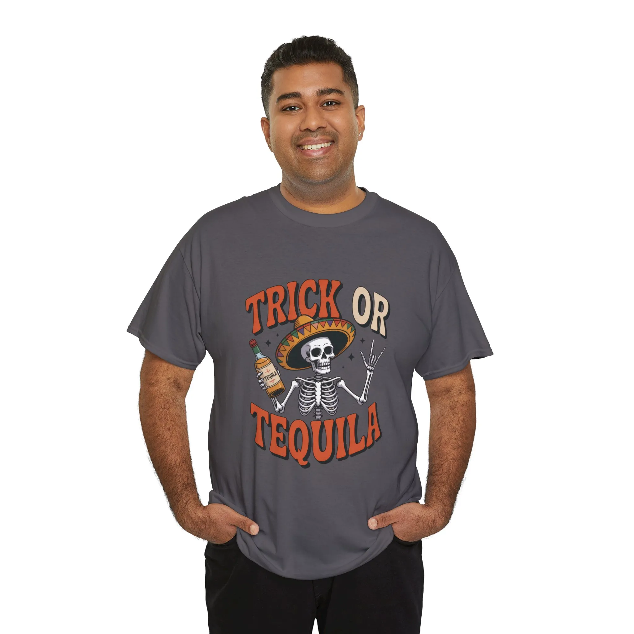 Trick or Tequila Skeleton Men's T-Shirt , Funny Halloween Drinking Party Tee for Men - Image 21