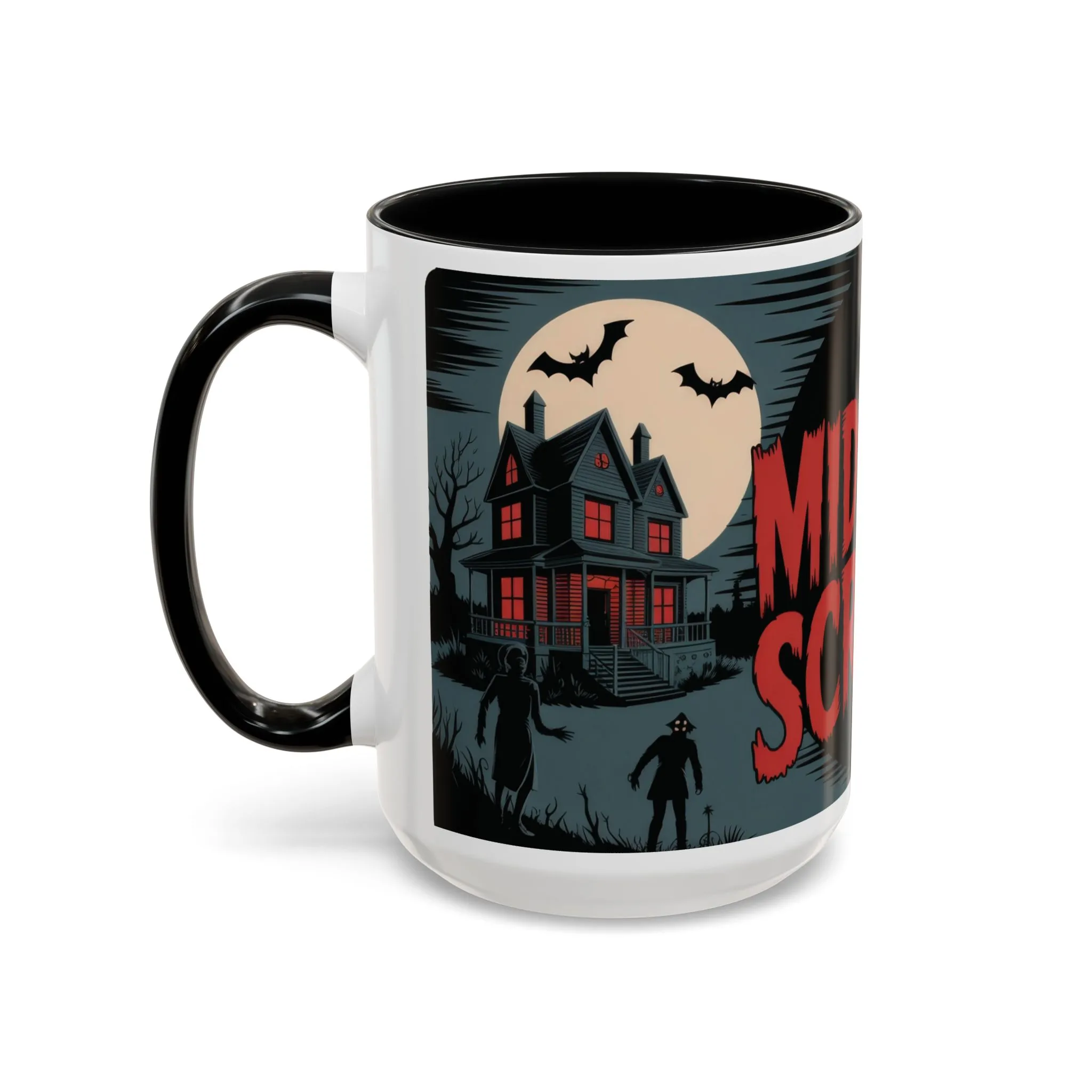 Midnight Screams Mug, Retro Horror Movie Poster Coffee Cup, Gothic Halloween Gift for Horror Lovers, Accent Coffee Mug (11, 15oz) - Image 4