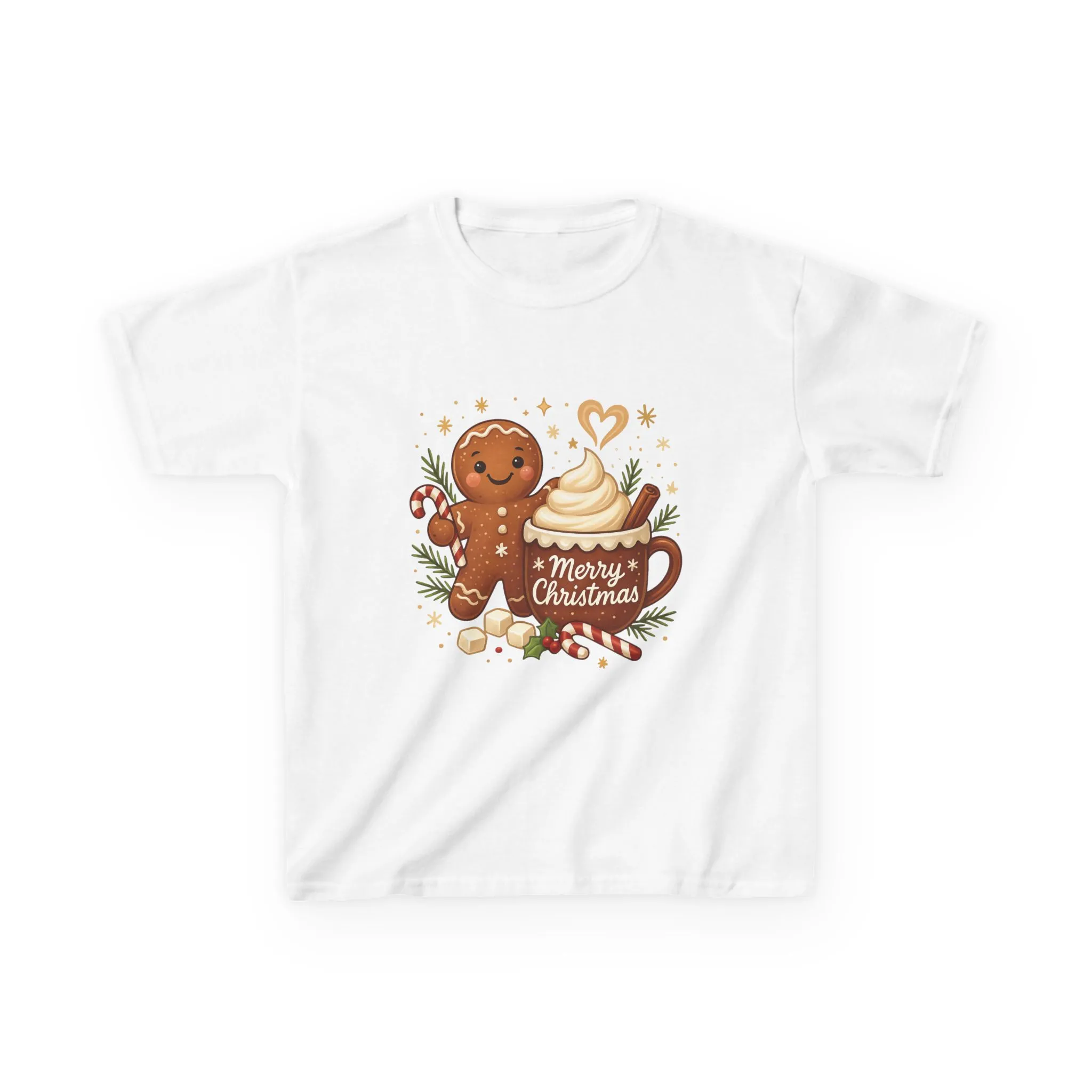 Gingerbread - Hot Cocoa Christmas Shirt for Kids, Cute Holiday Girls Tee, Kids Heavy Cotton™ Tee - Image 3