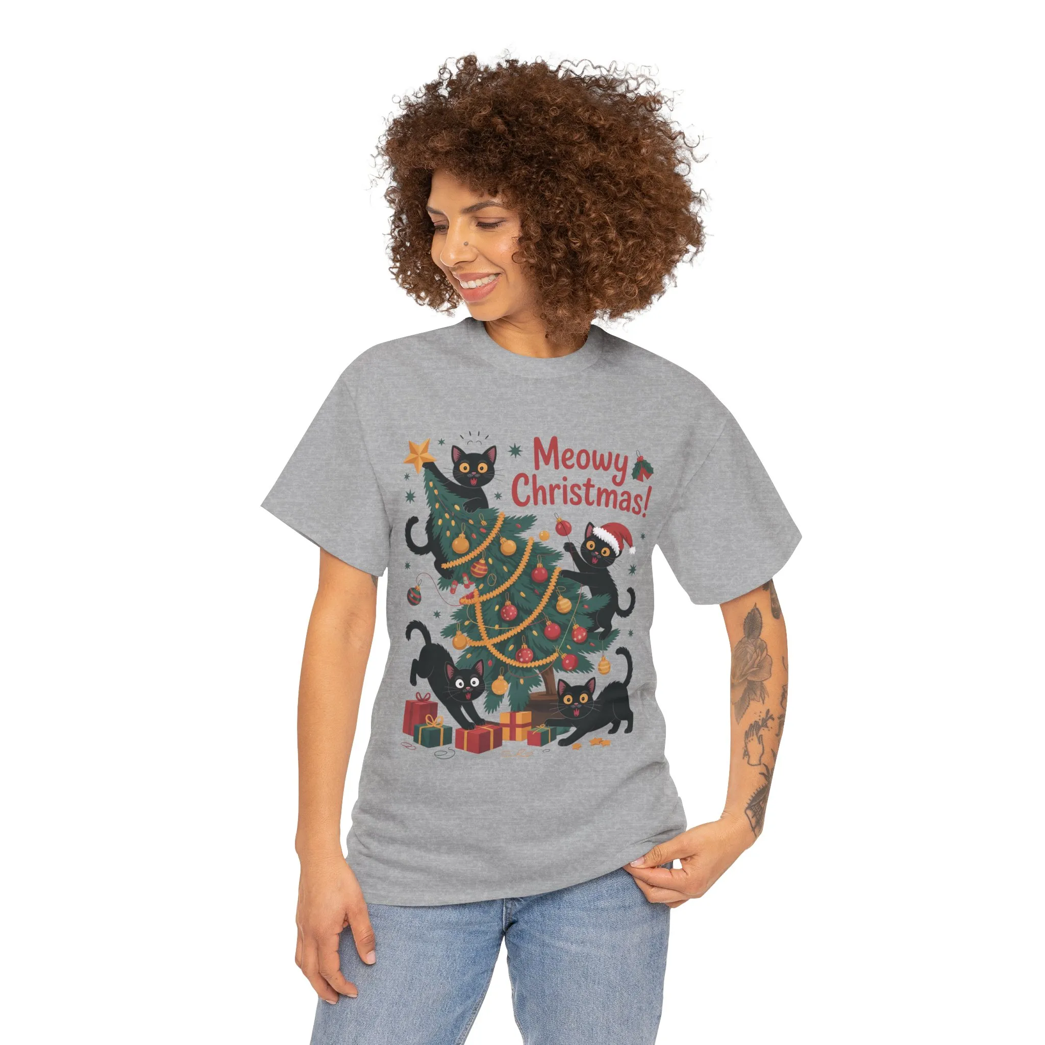 Funny Black Cats Christmas Tree T-Shirt, Cute Cat Lover Holiday Tee, Christmas Cat Chaos Shirt for Women - Image 8