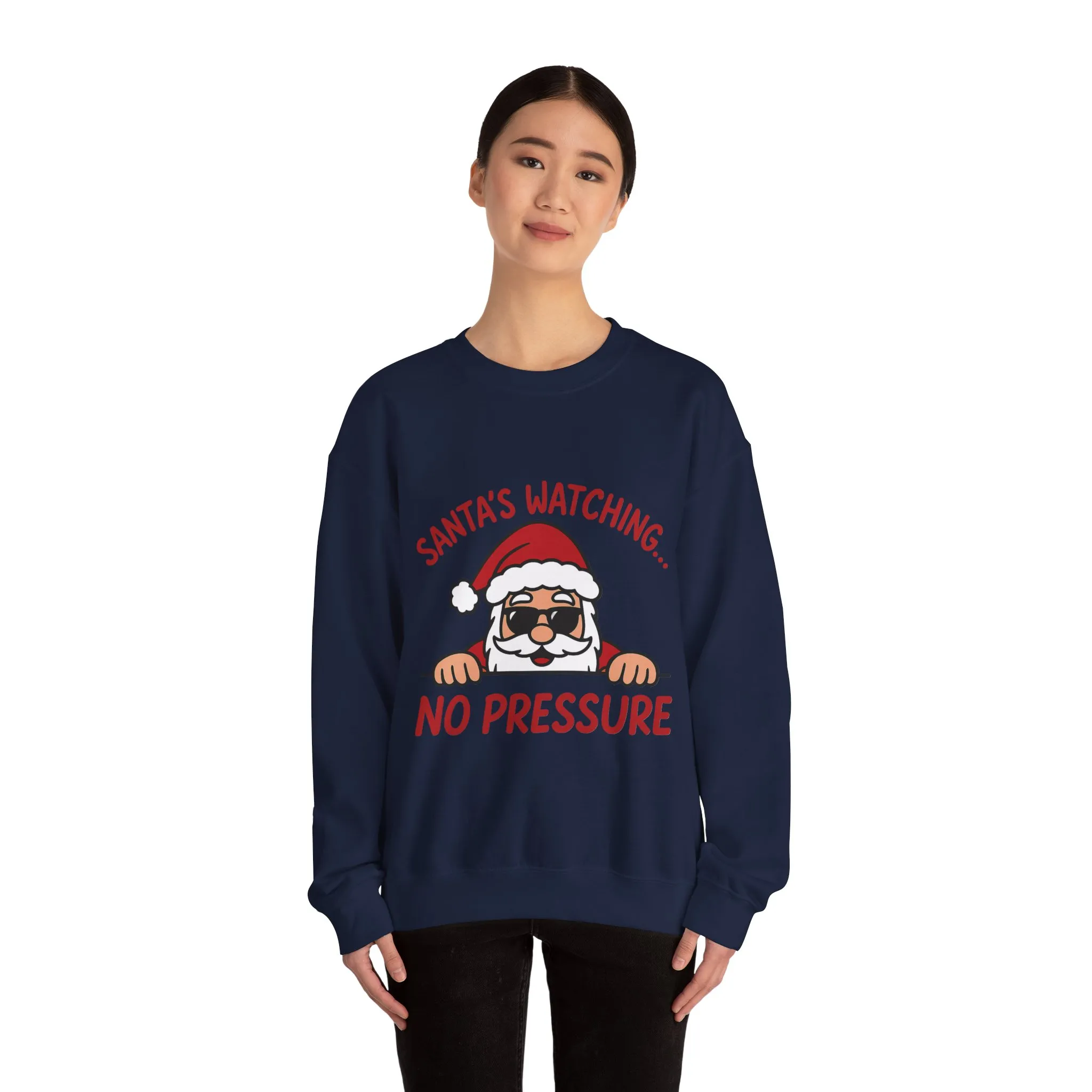 Santa's Watching No Pressure Women's Christmas Sweatshirt, Funny Holiday Jumper - Image 17