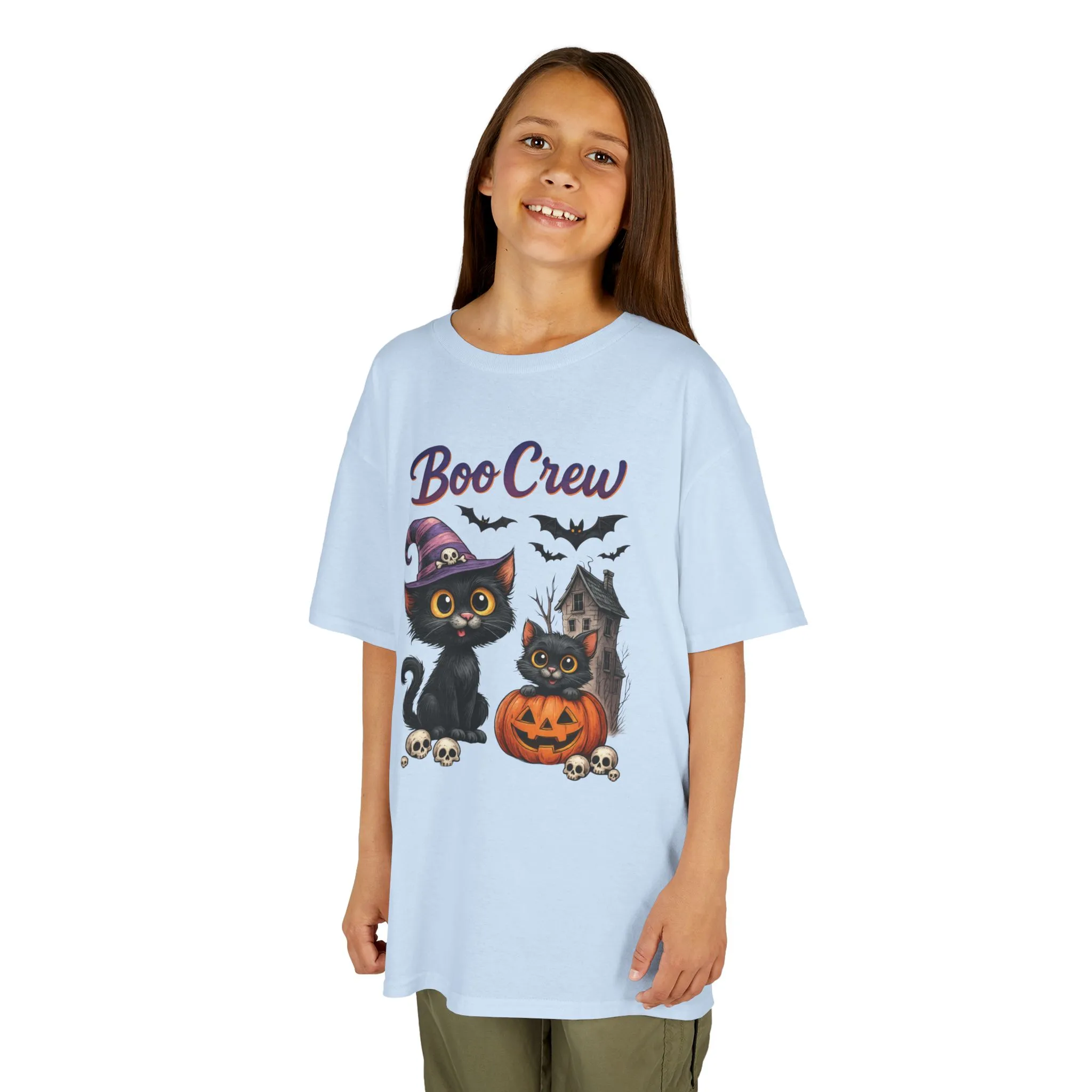 Boo Crew Kids Halloween T-Shirt, Cute Black Cats Pumpkin Design, Fun Spooky Shirt for Girls Boys - Image 8