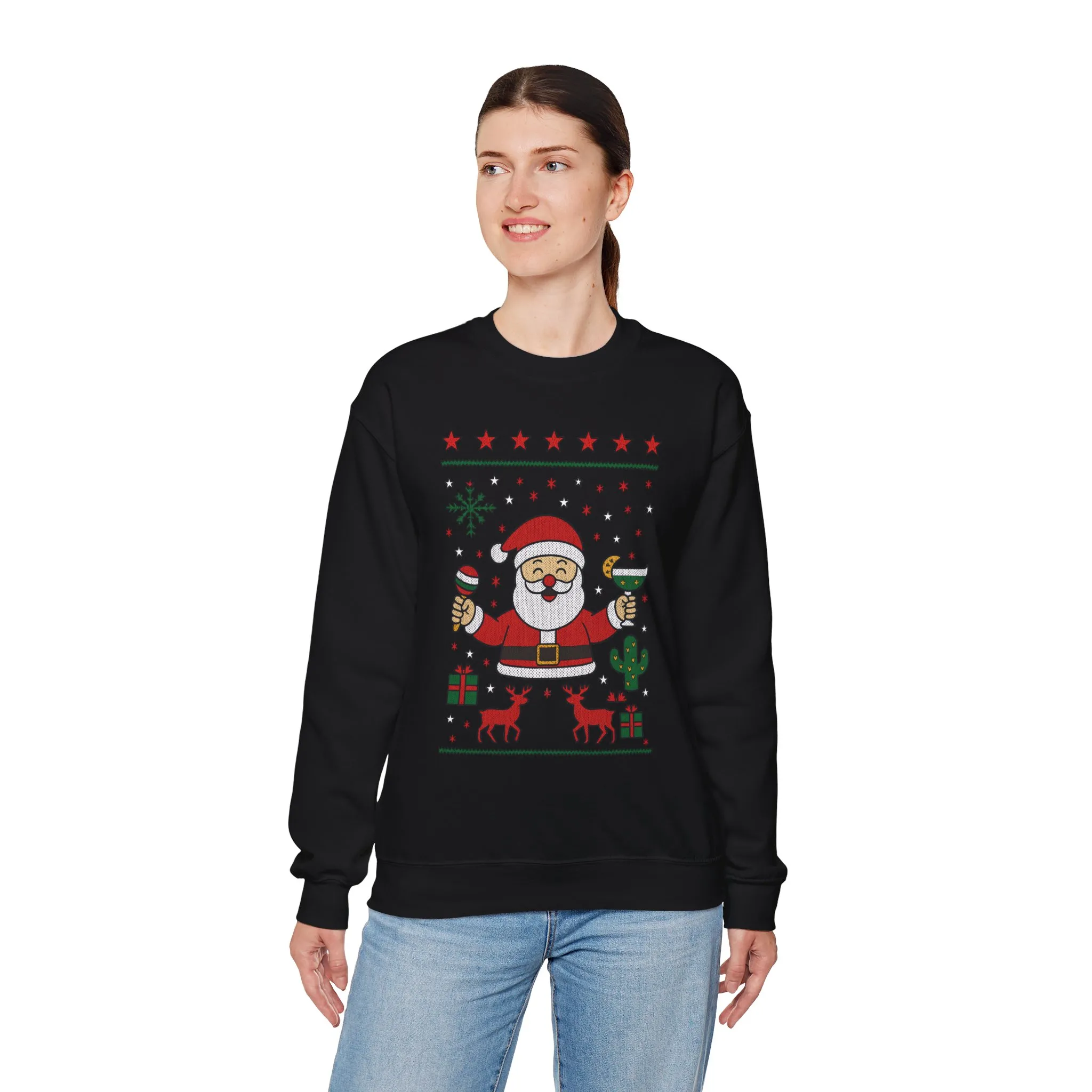 Funny Santa Women's Christmas Sweatshirt, Holiday Party Pullover - Image 6