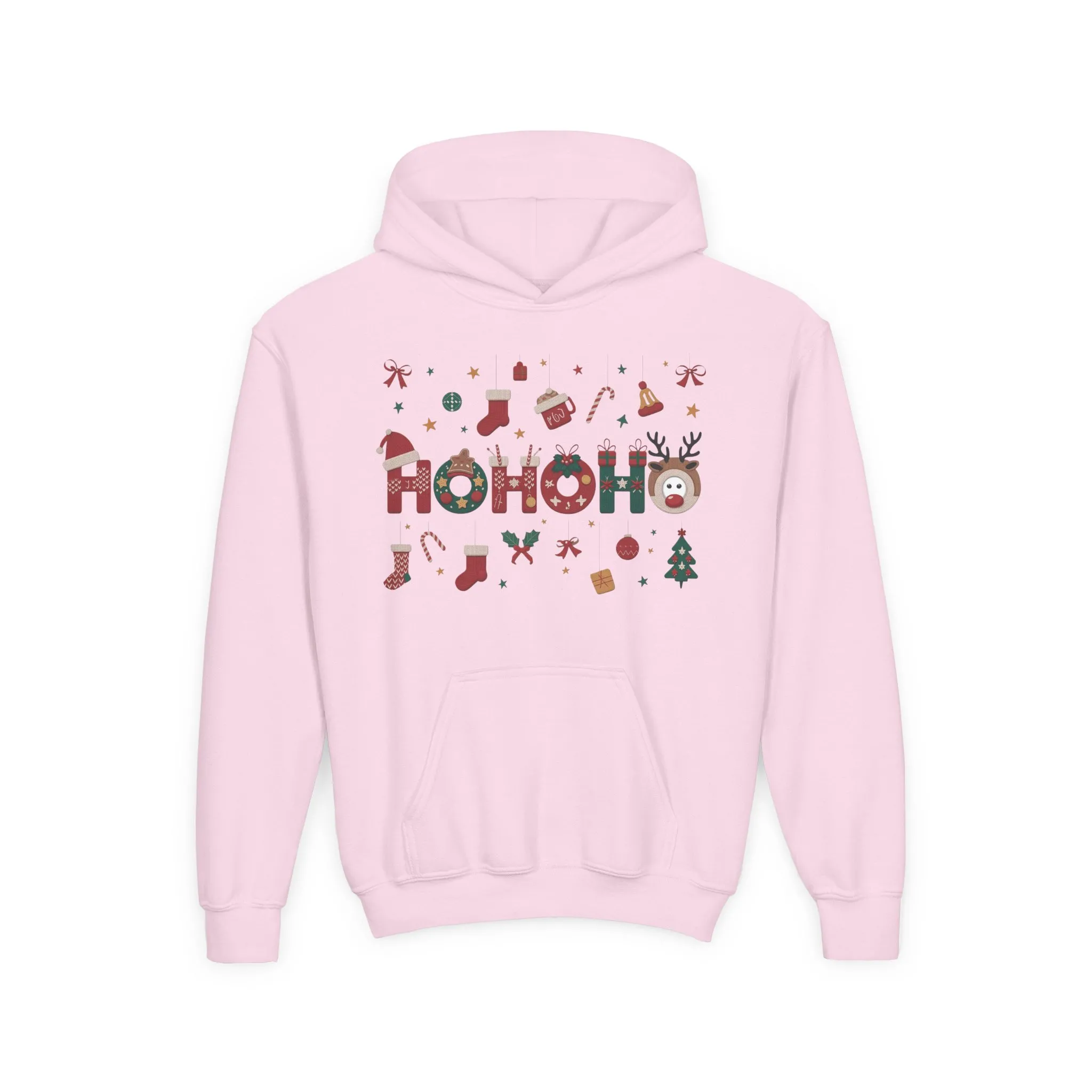 Ho Ho Ho Kids Christmas Hoodie, Cute Girls Holiday Sweatshirt, Gingerbread - Reindeer Festive Design, Cozy Winter Christmas Outfit - Image 22