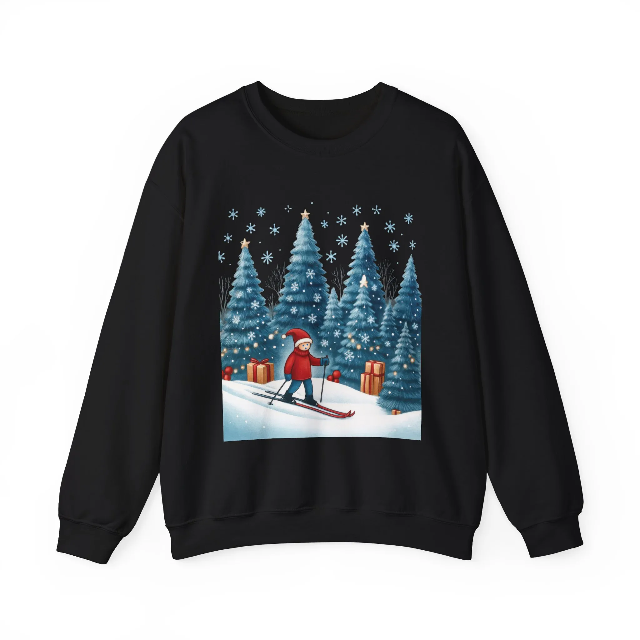 Womens Christmas Skiing Sweatshirt, Cozy Winter Holiday Pullover, Women's Heavy Blend™ Crewneck Sweatshirt - Image 7