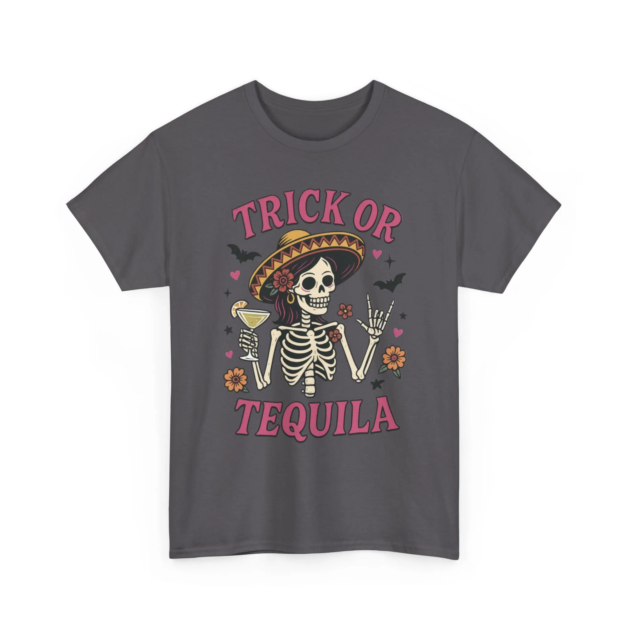 Trick or Tequila Women's T-Shirt, Funny Halloween Skeleton Drinking Shirt, Party Graphic Tee - Image 16