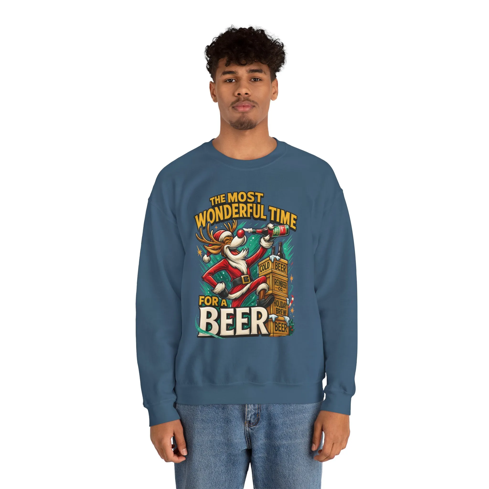 Funny Christmas Beer Men's Sweatshirt, The Most Wonderful Time for a Beer - Image 3
