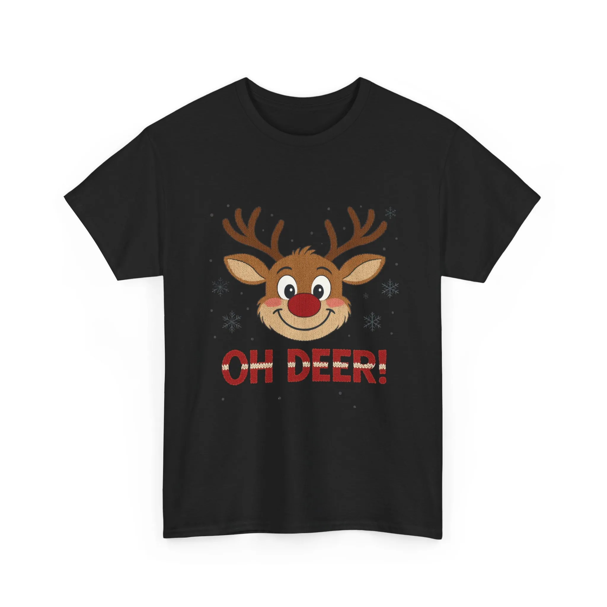 Women's Oh Deer Christmas T-Shirt, Cute Reindeer Holiday Graphic Tee, Women's Heavy Cotton Tee - Image 4