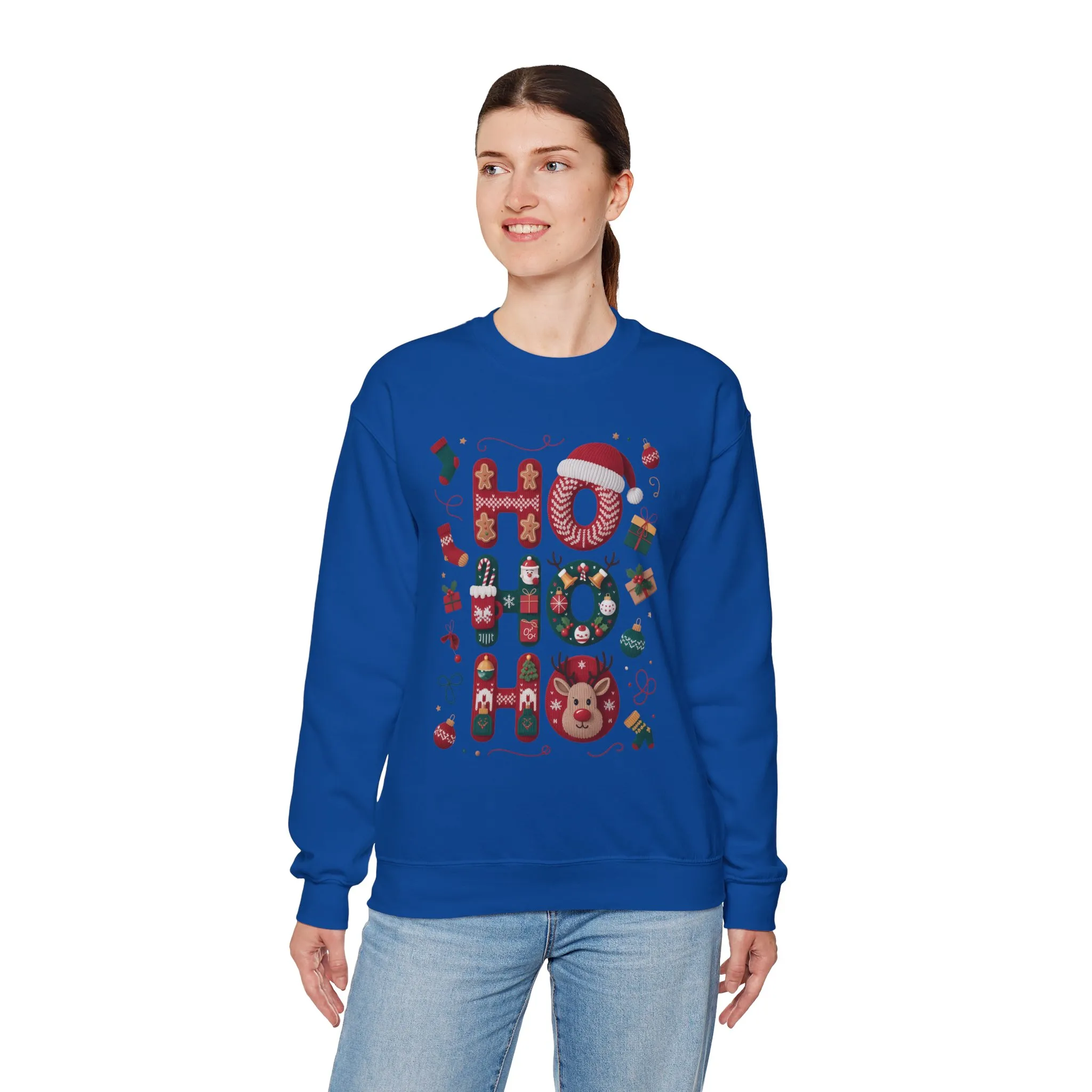 Ho Ho Ho Christmas Sweatshirt, Cute Women's Holiday Hoodie - T-Shirt, Festive Gingerbread - Reindeer Design, Cozy Winter Christmas Jumper - Image 21