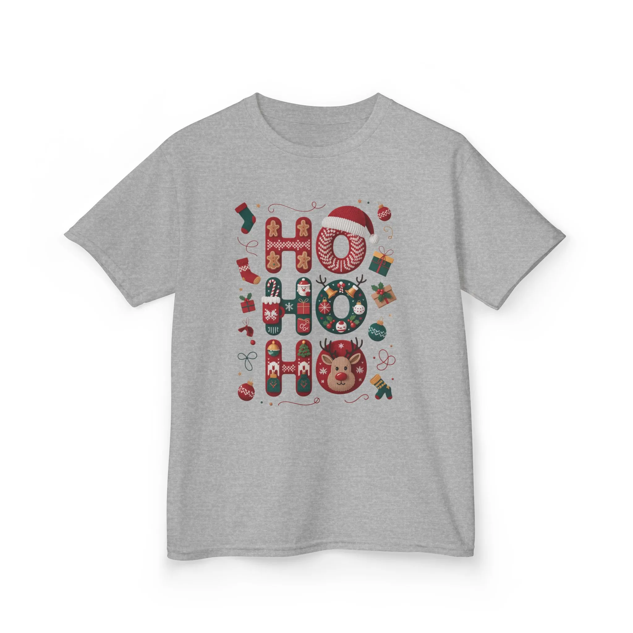 Ho Ho Ho Kids Christmas T-Shirt, Cute Girls Holiday Outfit, Reindeer, Gingerbread - Santa Hat Design, Cozy Winter Top - Image 5