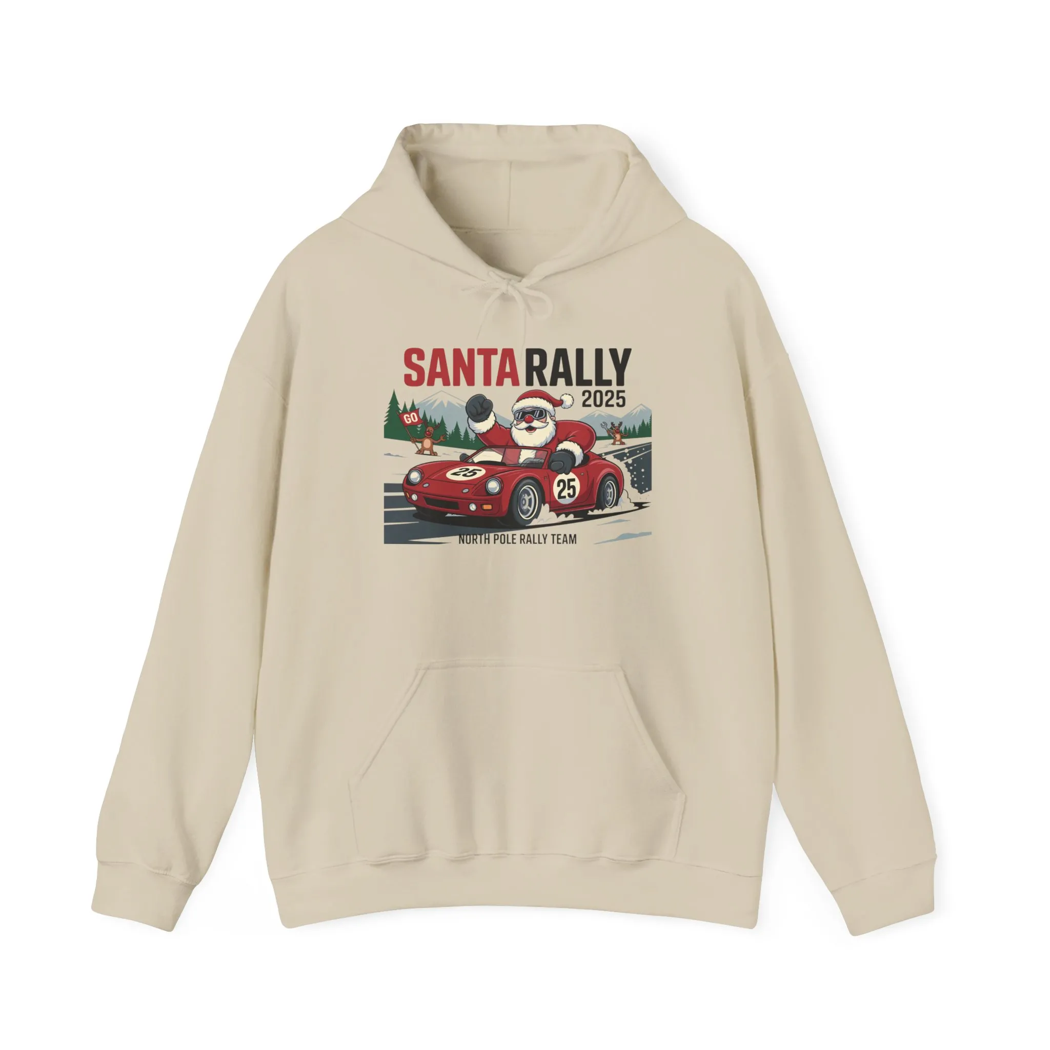 Santa Rally 2025 Christmas Sweatshirt, Funny Santa Racing Hoodie for Men, North Pole Rally Team Holiday Jumper - Image 9