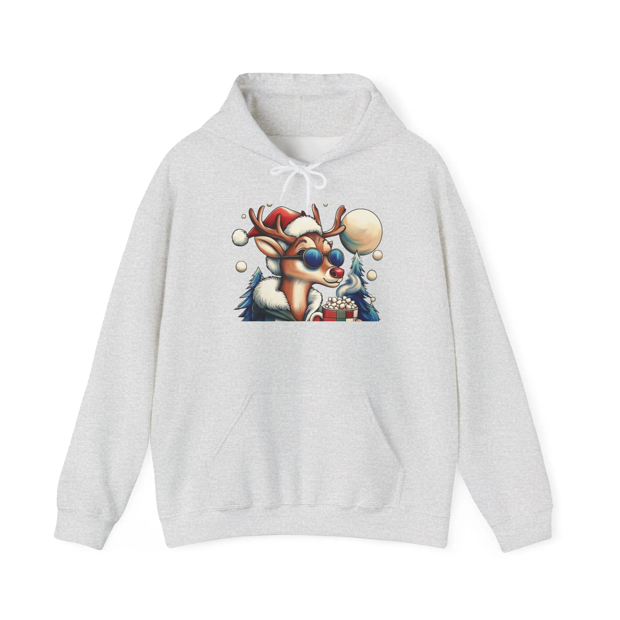 Cool Reindeer Christmas Hoodie, Funny Holiday Hot Cocoa Pullover for Men - Image 5