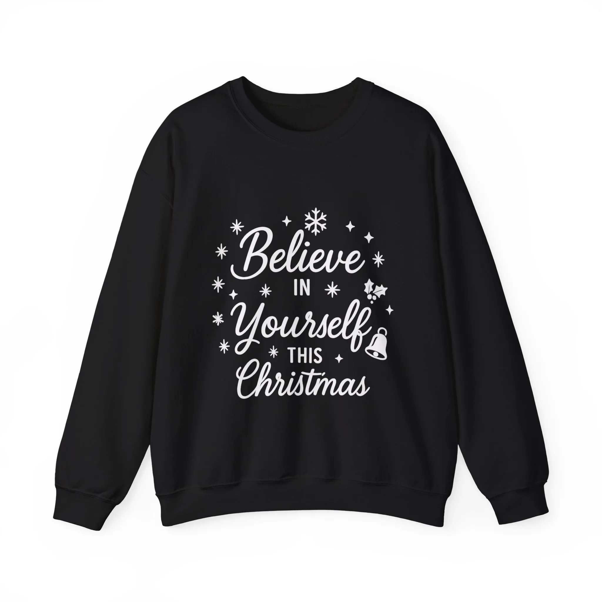 Women's Believe in the Magic Christmas Sweatshirt, Cozy Holiday Santa Hat Pullover, Women's Heavy Blend™ Crewneck Sweatshirt - Image 4