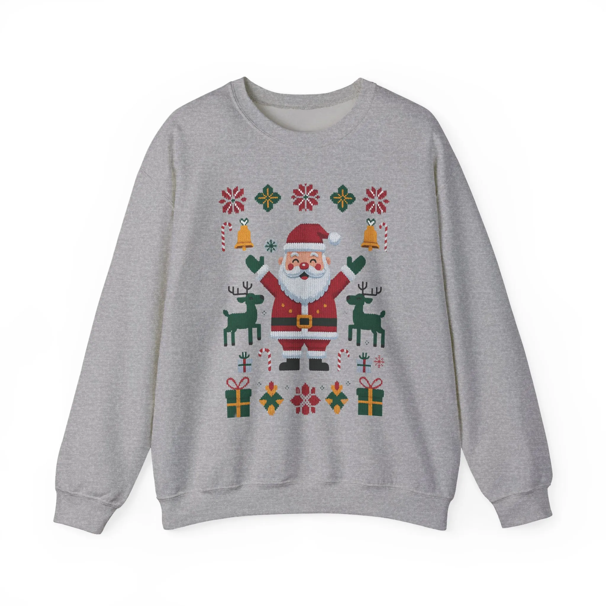 Santa Christmas Sweatshirt, Cute Reindeer Holiday Jumper, Nordic Style Ugly Christmas Sweater for Women - Image 13