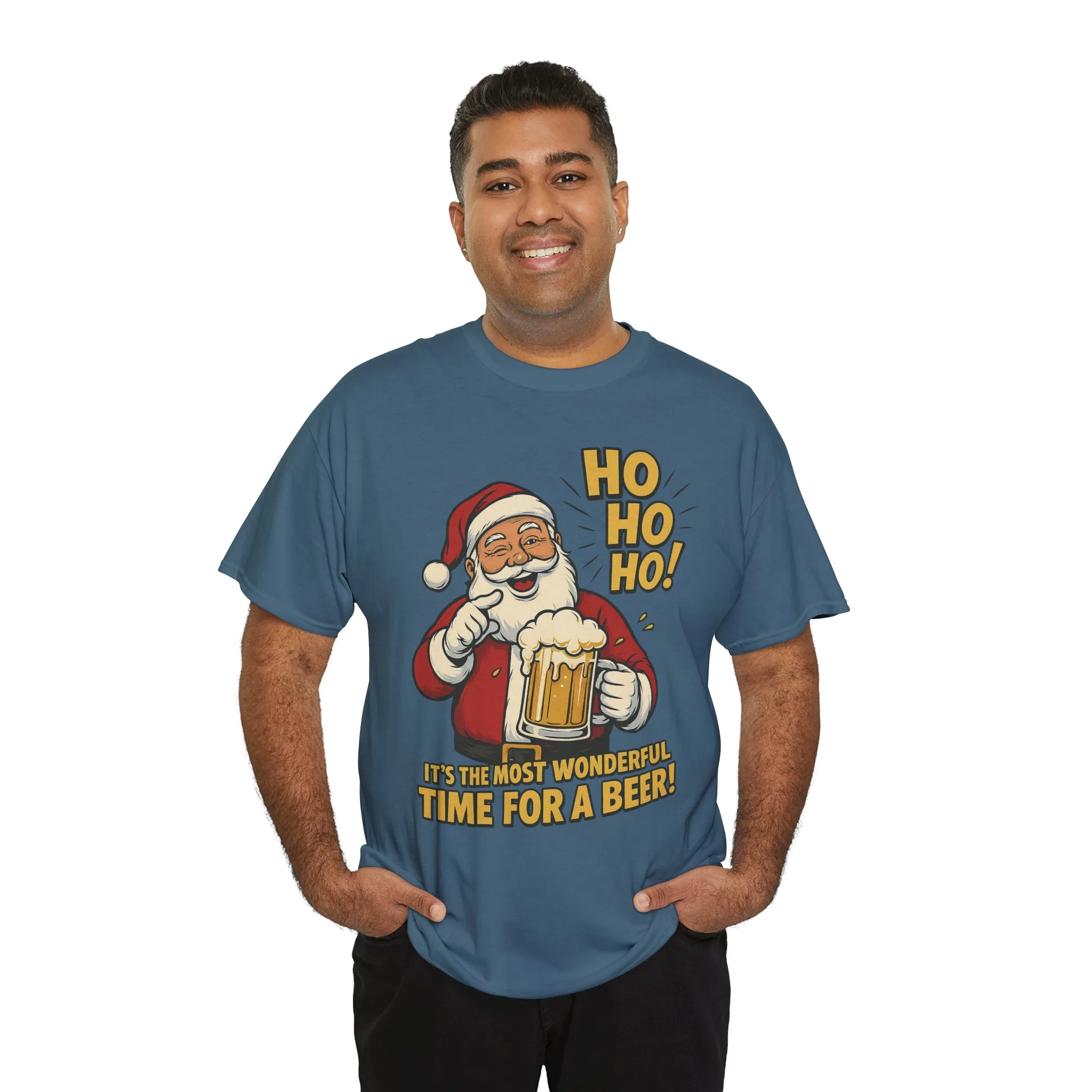 Funny Santa Beer Christmas T-Shirt, Men's Holiday Party Tee - Image 18
