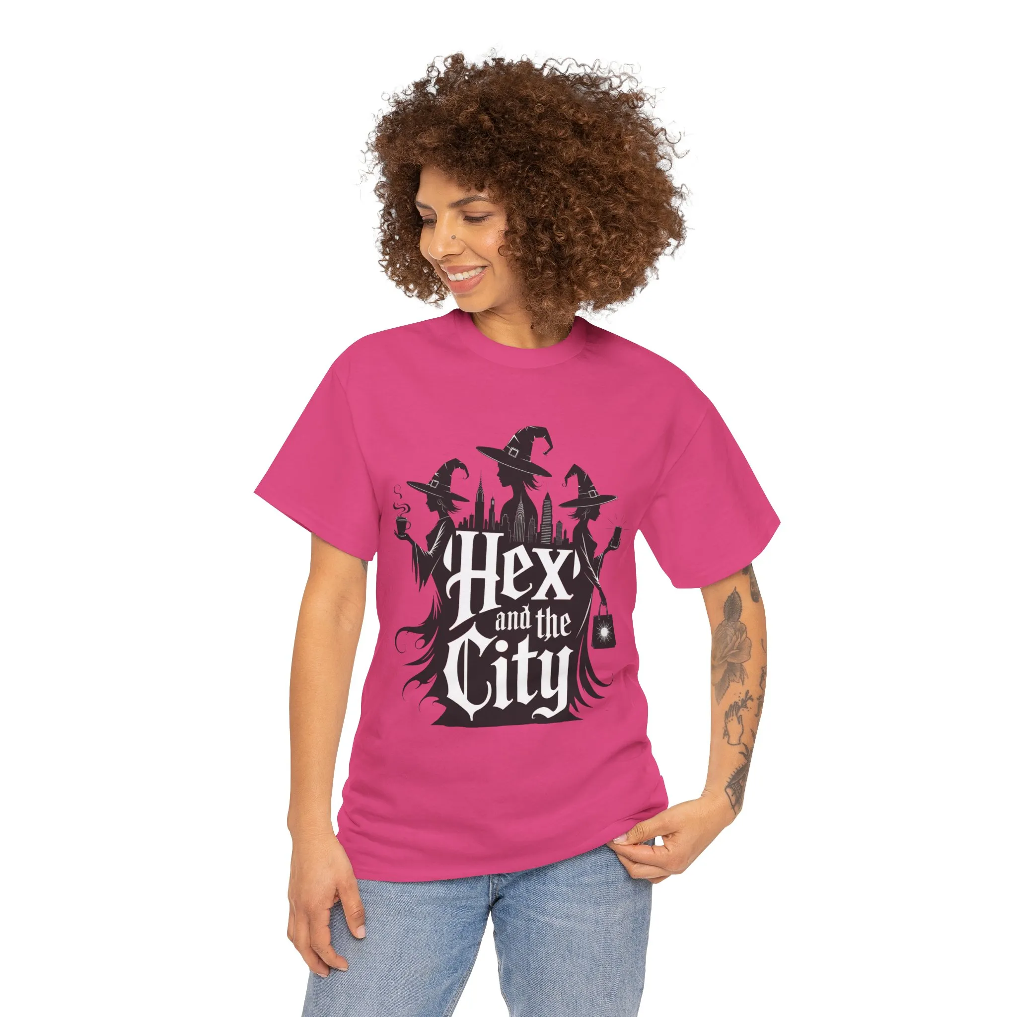Women's Hex and the City Witch Shirt, Gothic Witches New York Skyline Halloween T-Shirt for Women - Image 23