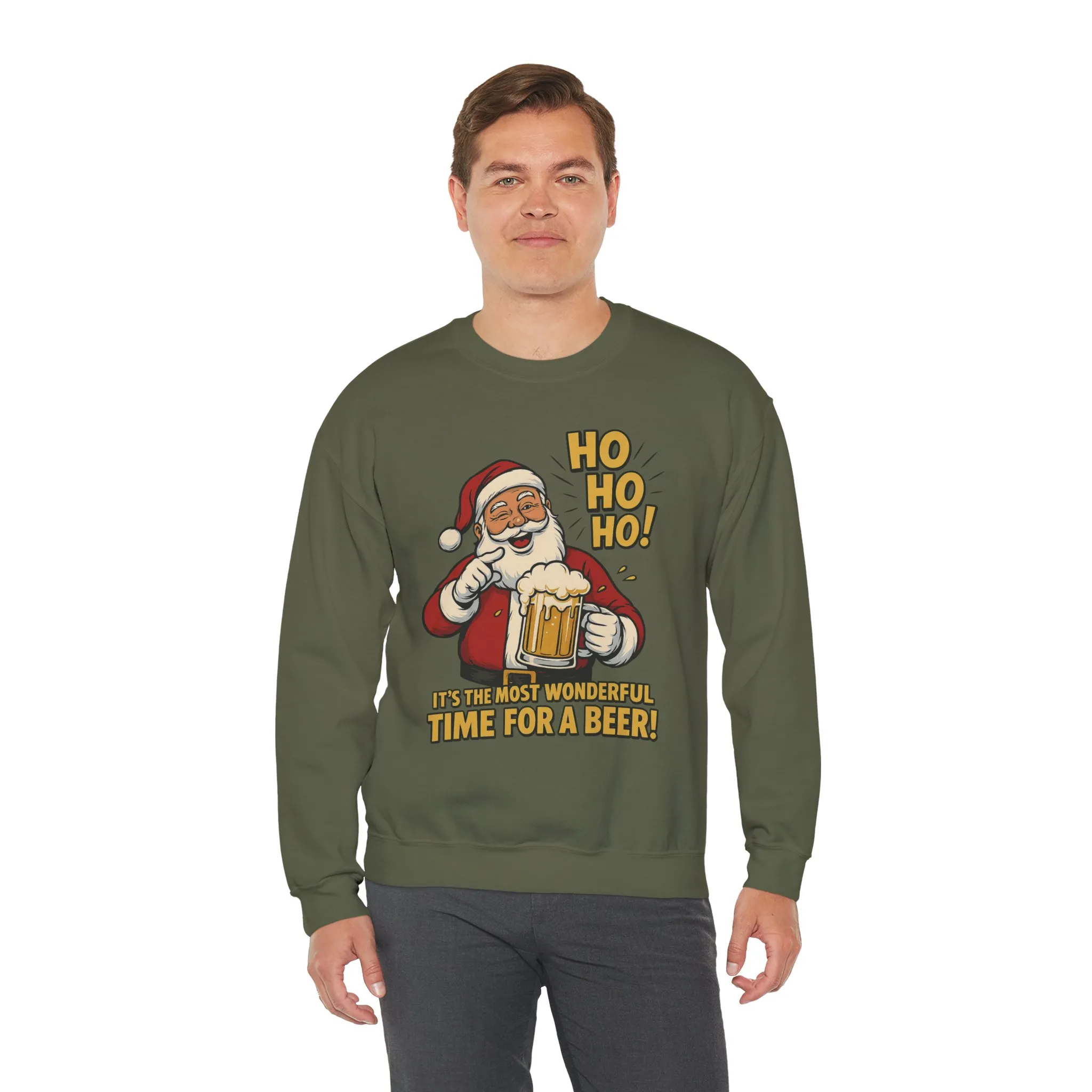 Funny Santa Beer Christmas Sweatshirt, Men's Holiday Pullover, Men's Heavy Blend™ Crewneck Sweatshirt - Image 12