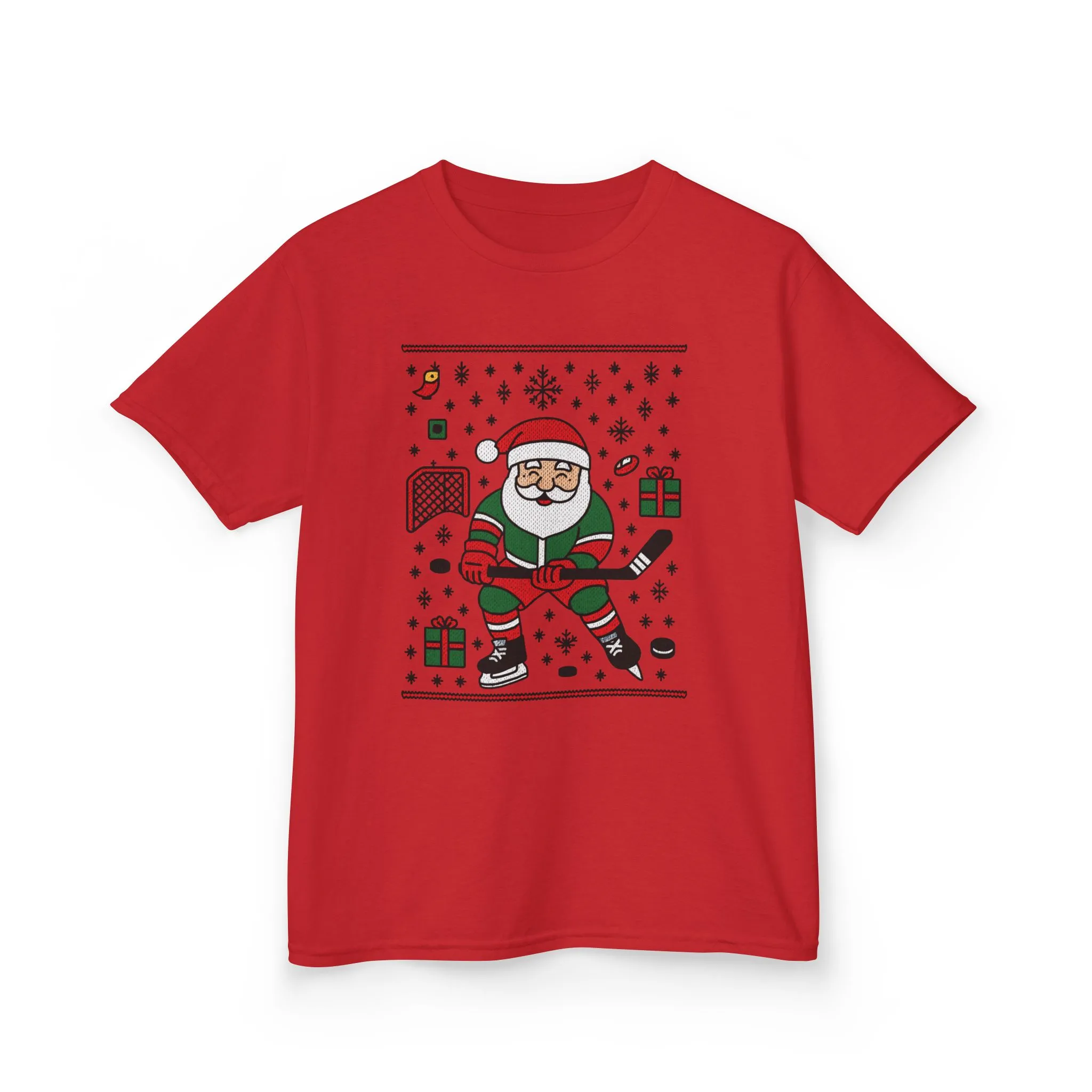 Hockey Santa Youth Christmas T-Shirt, Funny Holiday Sports Tee for Boys - Image 19