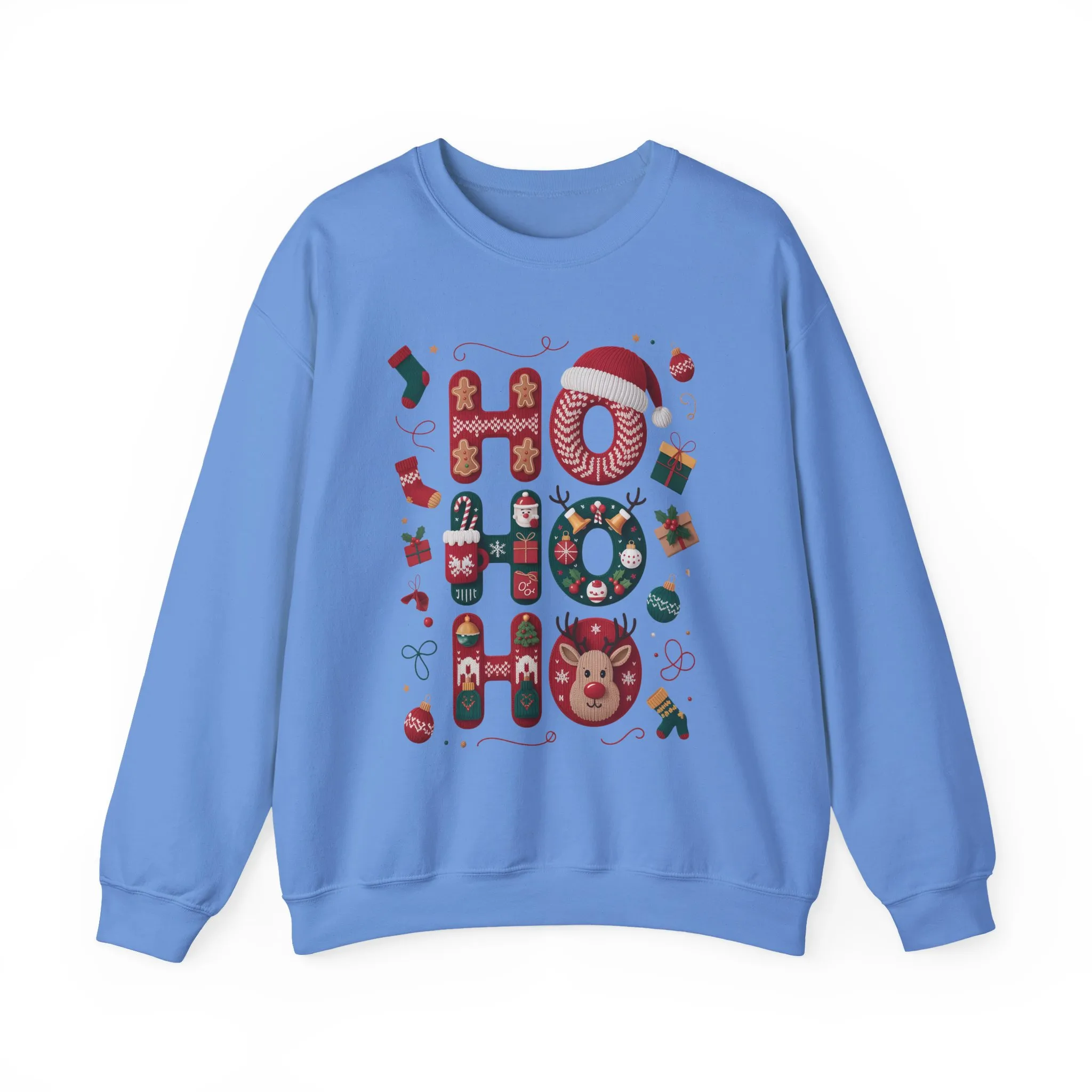 Ho Ho Ho Christmas Sweatshirt, Cute Women's Holiday Hoodie - T-Shirt, Festive Gingerbread - Reindeer Design, Cozy Winter Christmas Jumper - Image 13