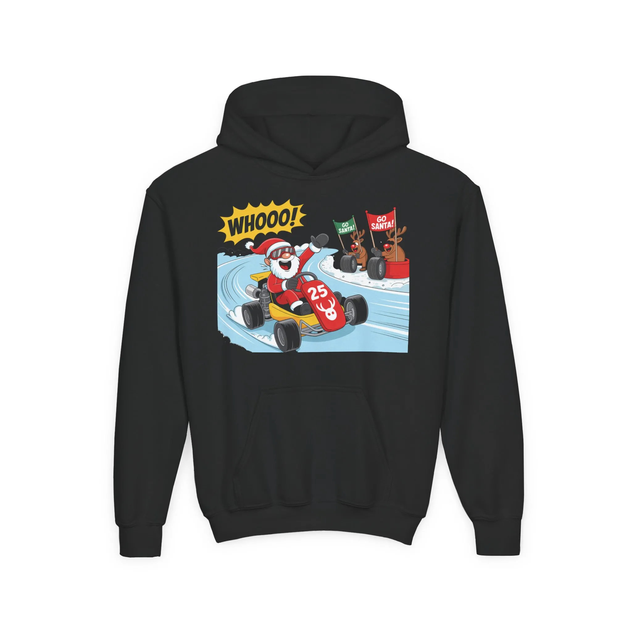 Go Santa Kart Racing Christmas Hoodie, Funny Santa - Reindeer Holiday Sweatshirt for Kids, Cute Christmas Jumper Youth Gift - Image 9